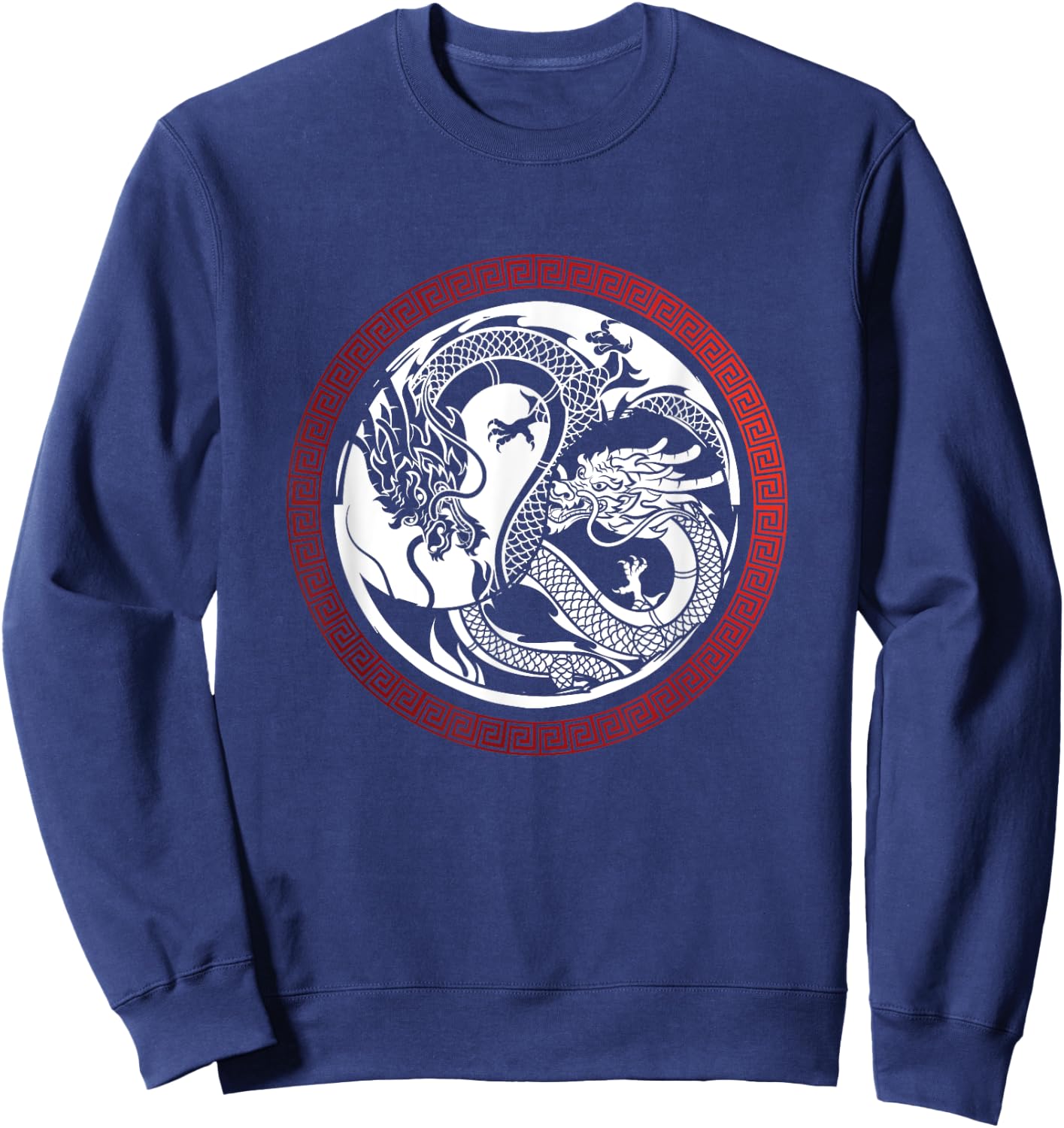 Chinese Asian Meditation Yin and Yang Dragon Gift Sweatshirt - Sweatshirt | Navy