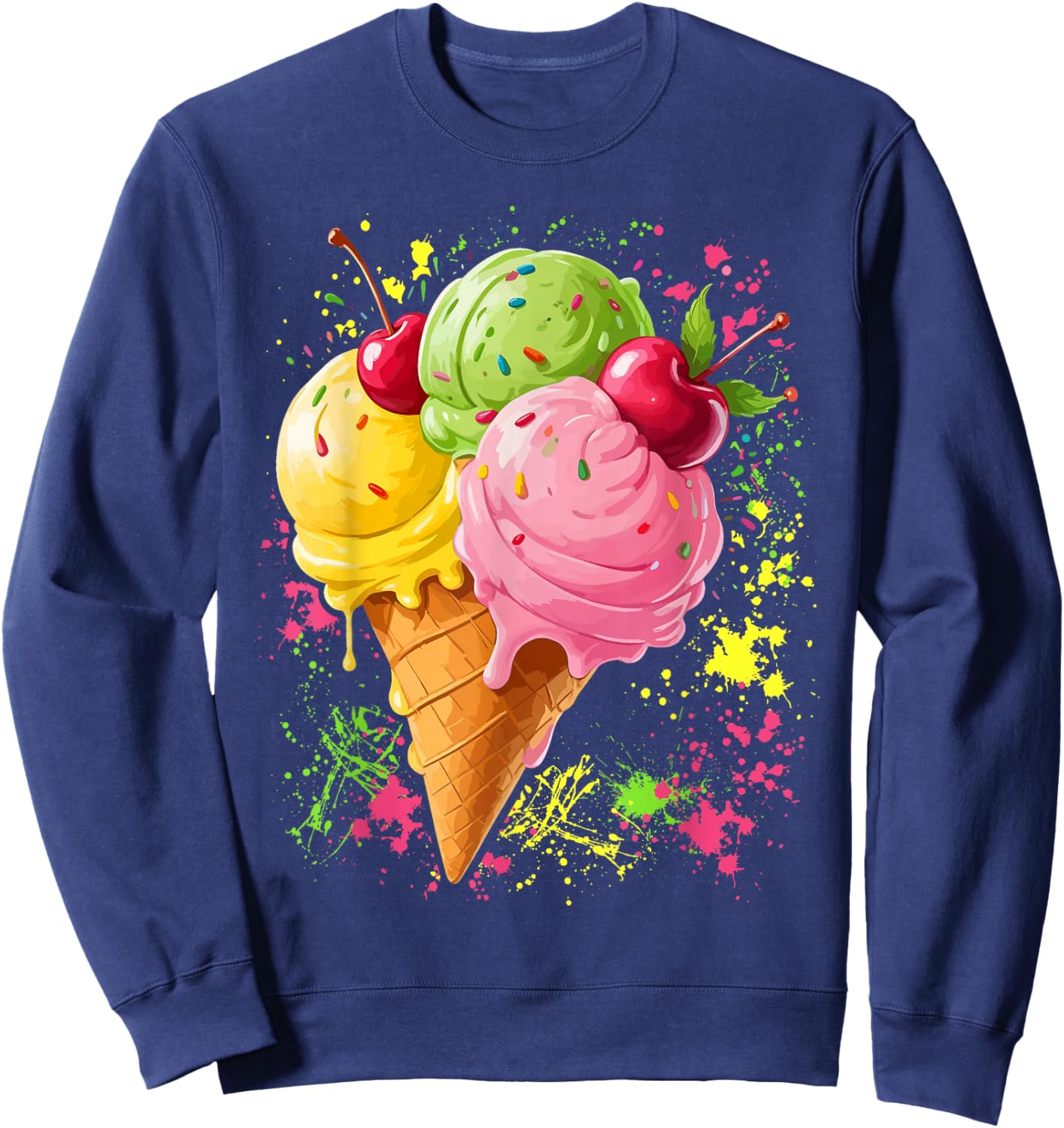 Ice Cream for Girls & Women - Ice Cream Cone Sweatshirt - Sweatshirt | Navy