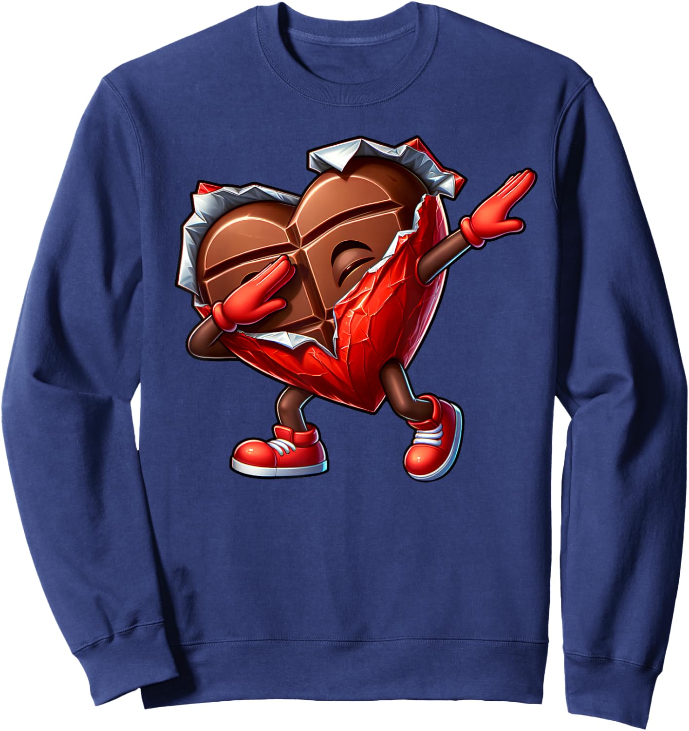 Valentine's Day Dabbing Heart Candy Funny Humor , Small, Black Sweatshirt - Sweatshirt | Navy