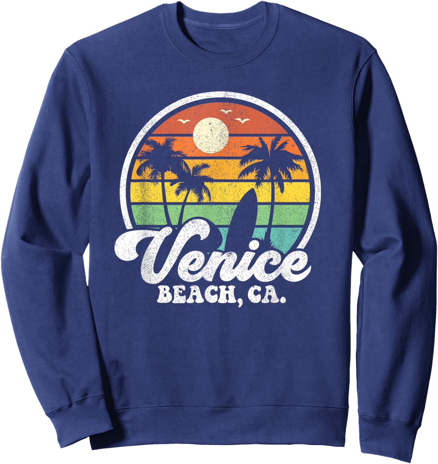 Vintage Venice Beach California CA Surfing Retro Surf Gift Sweatshirt - Sweatshirt | Navy