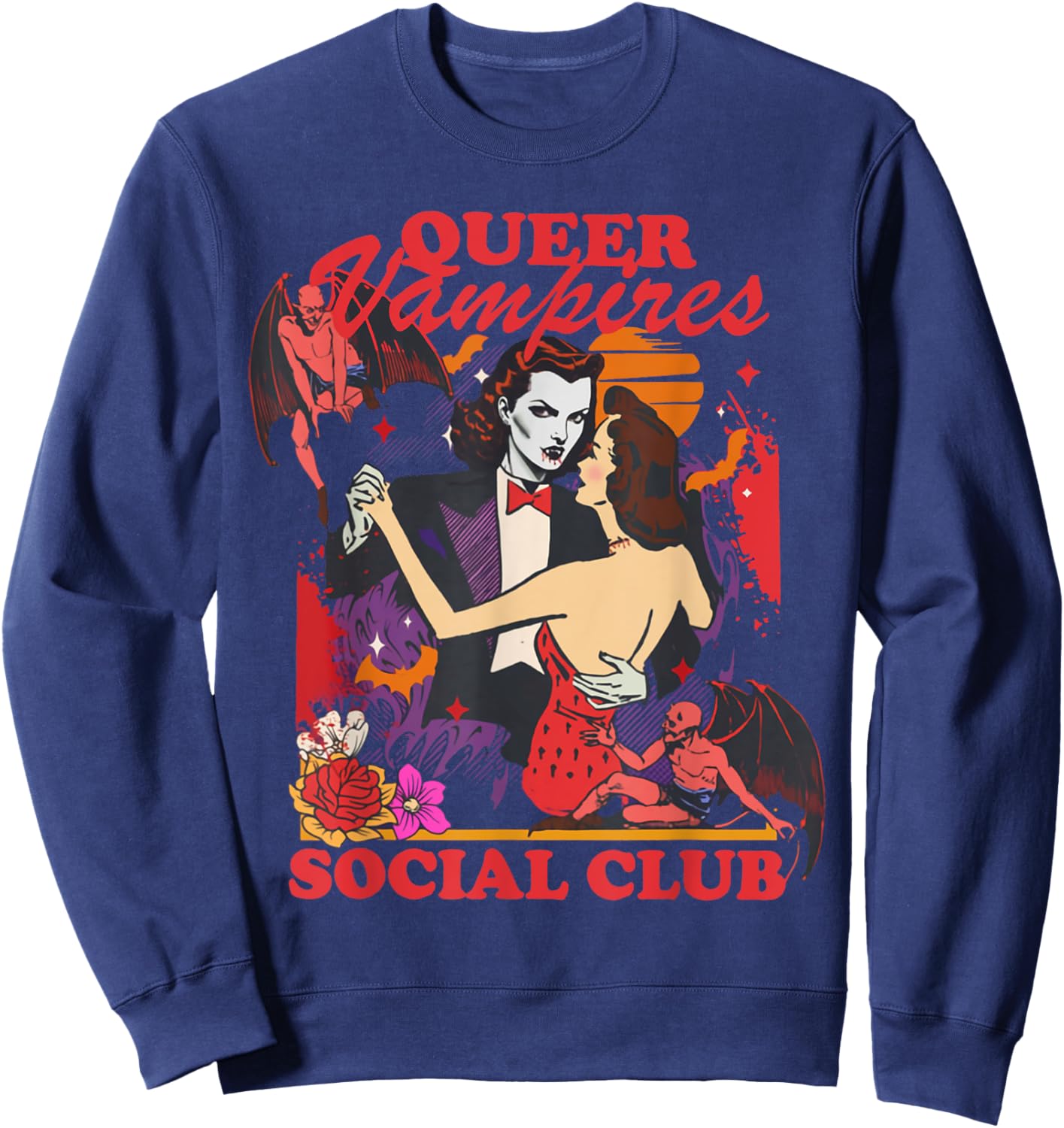 Queer Vampires Gay Lesbian Bisexua Trans Girl Halloween Sweatshirt - Sweatshirt | Navy