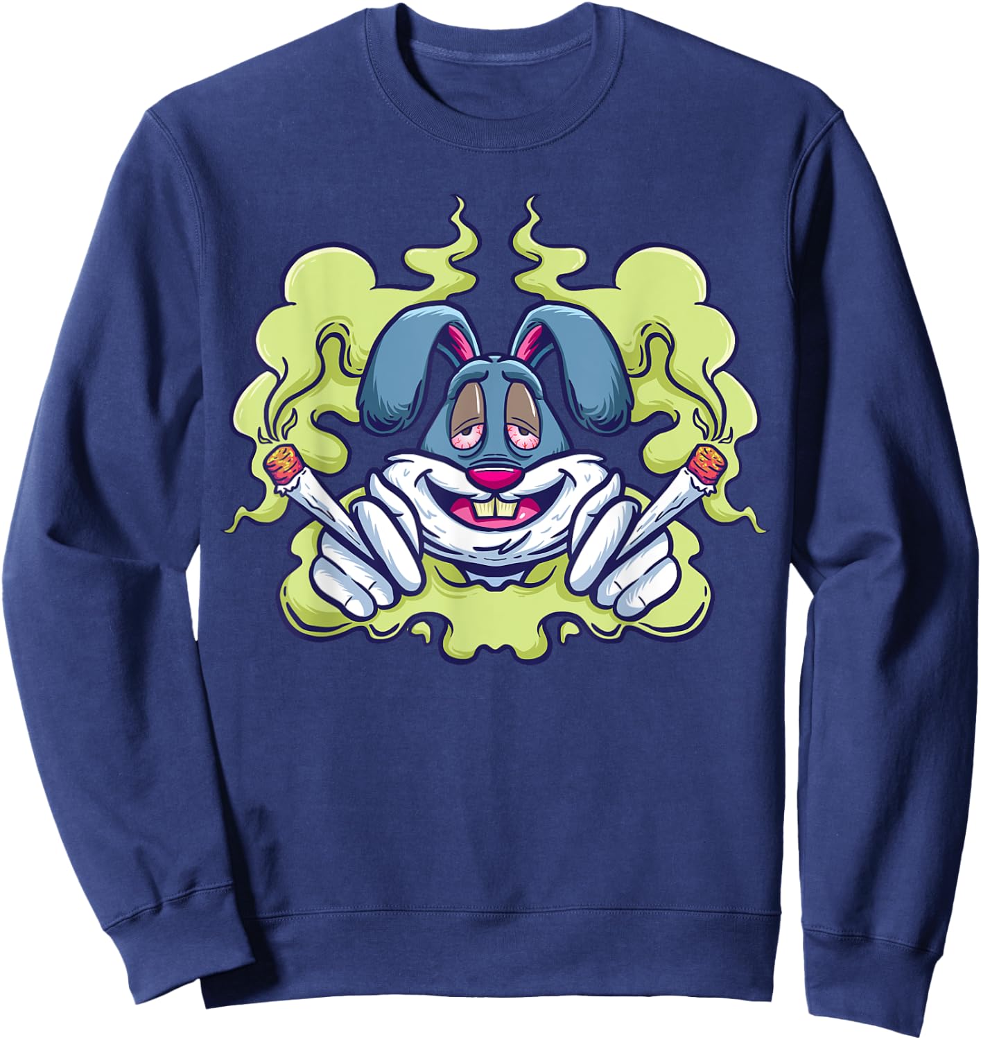 Stoned Rabbit Marijuana Stoner Pothead Cannabis Weed Sweatshirt - Sweatshirt | Navy