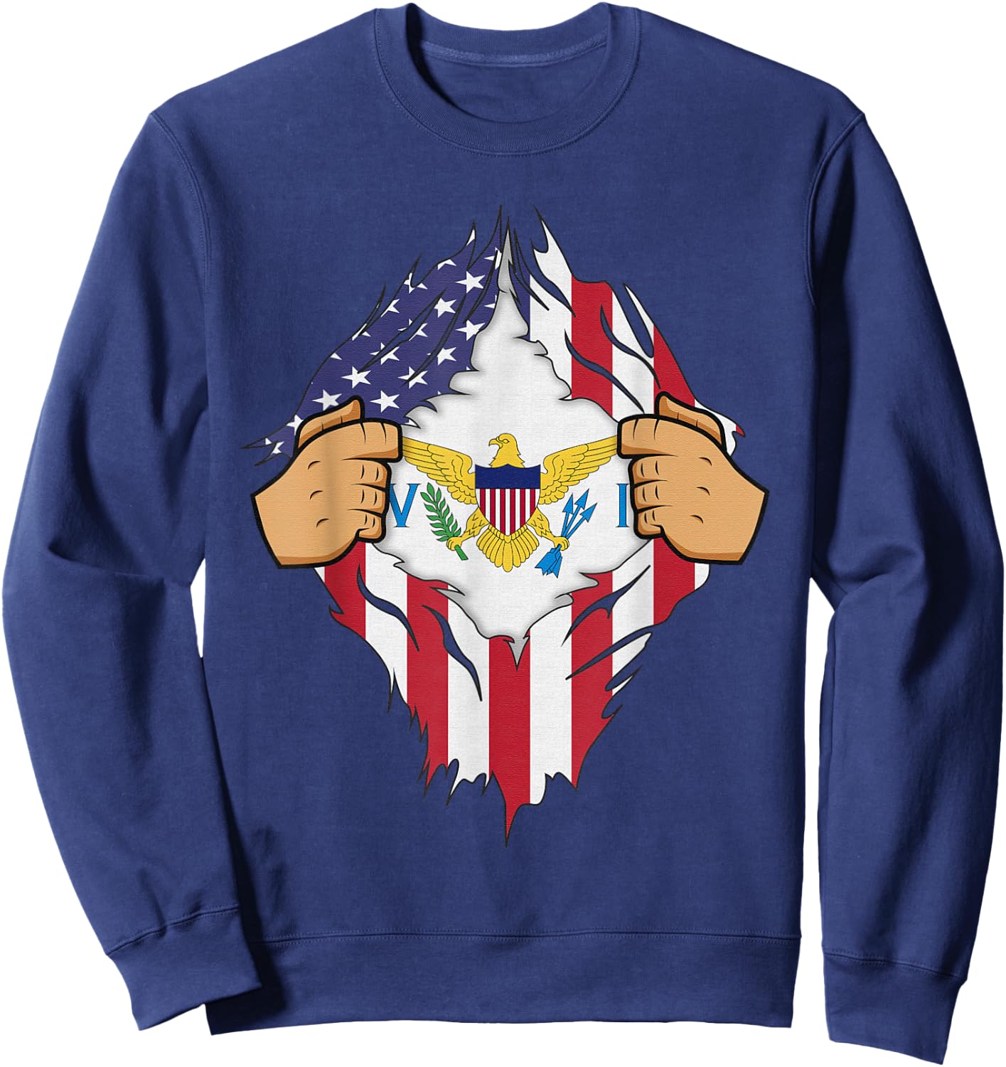 USVI FLAG US VIRGIN ISLANDS Men Women Kids Gift Sweatshirt - Sweatshirt | Navy