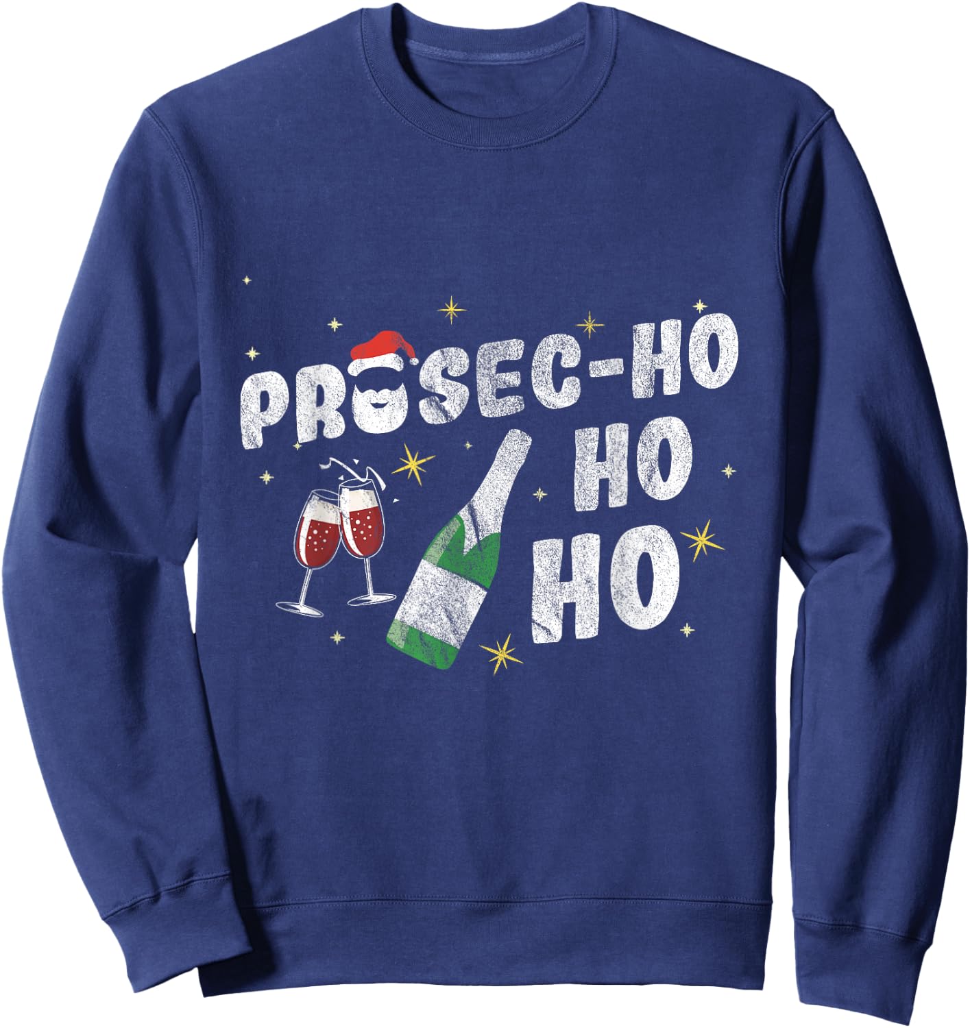 Prosec-Ho-Ho-Ho Ugly Christmas Prosecco Wine Sweatshirt - Sweatshirt | Navy