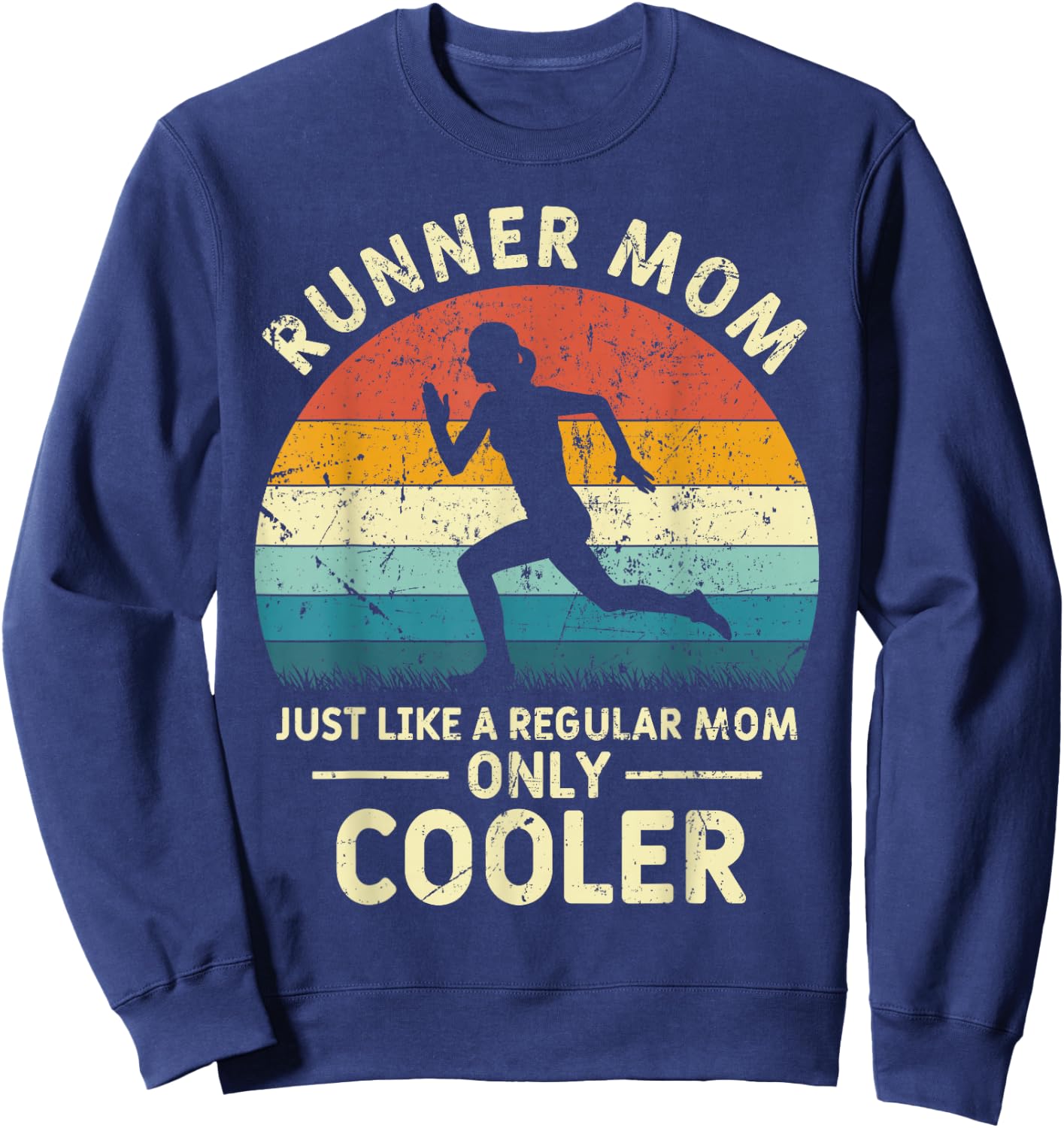 Runner Mom Funny Marathon Running Jogging Mothers Day Sweatshirt - Sweatshirt | Navy