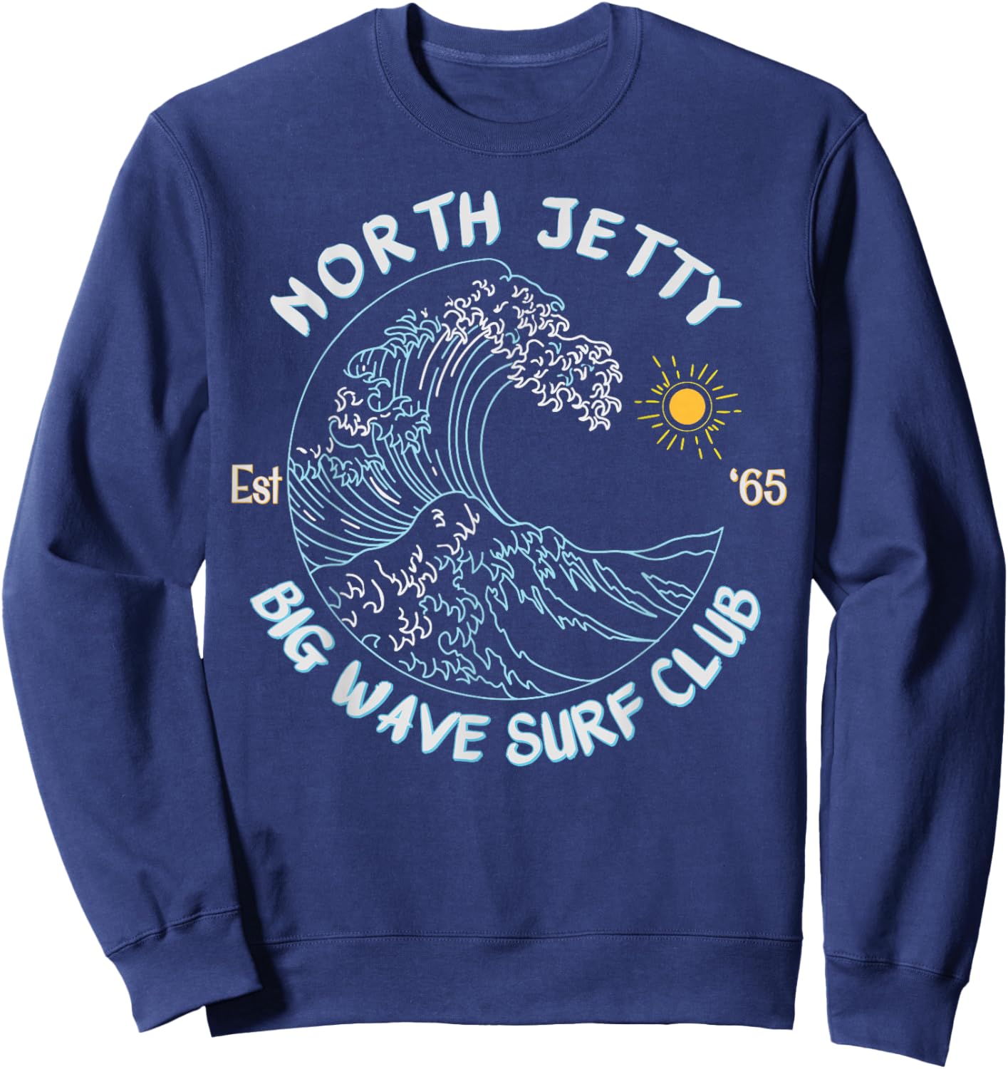 North Jetty Beach Big Wave Surf Club, surfing graphic Sweatshirt - Sweatshirt | Navy