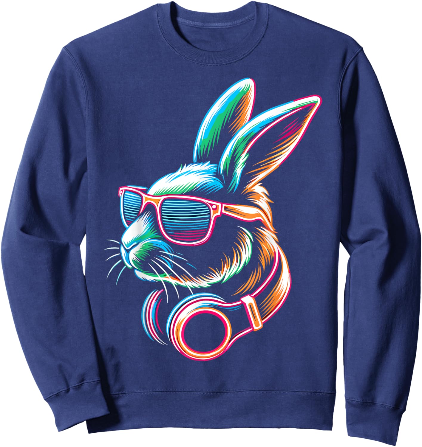 Bunny Rabbit With Sunglasses And DJ Headphones Sweatshirt - Sweatshirt | Navy