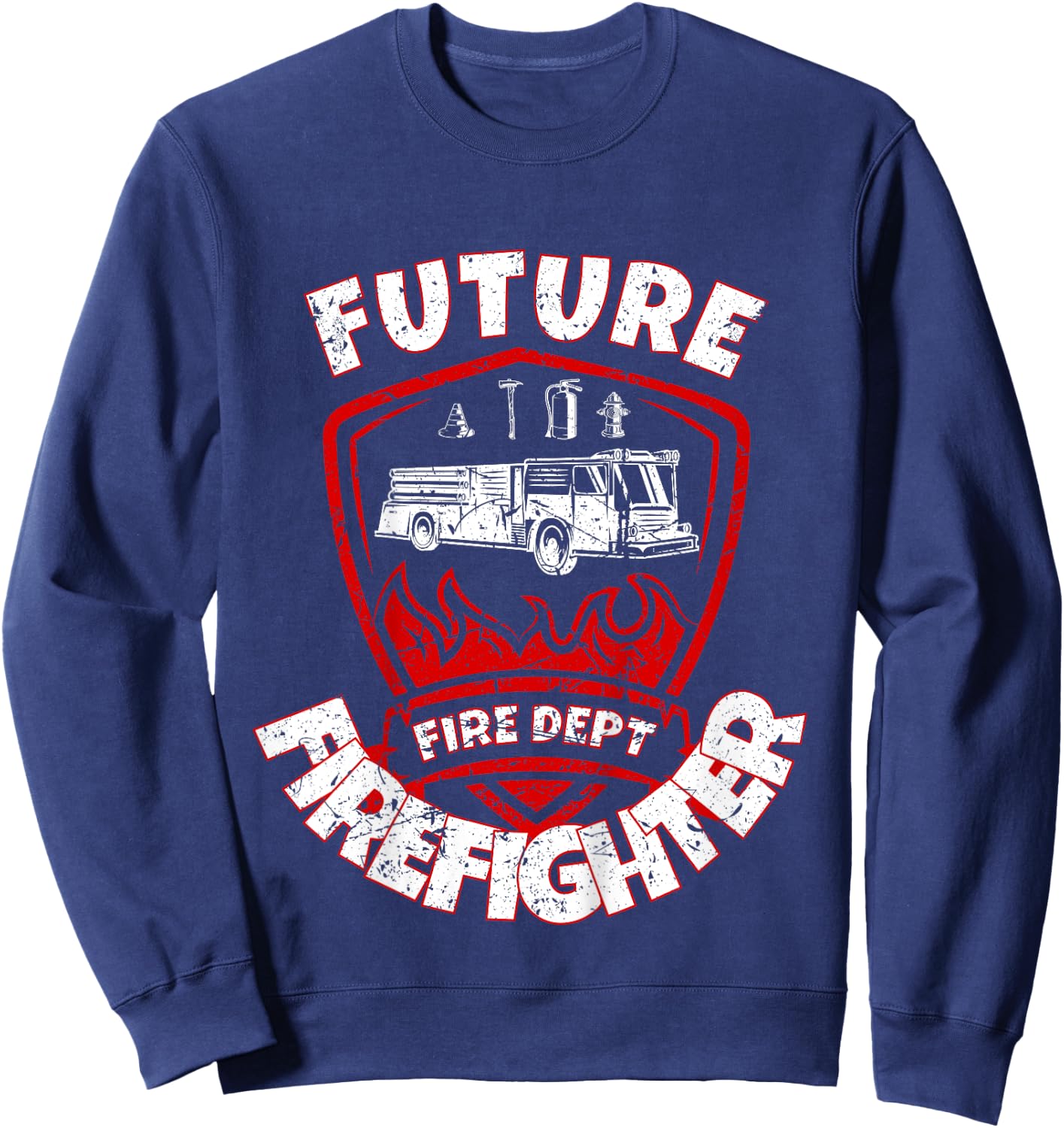 Future Firefighter Cute Kids Firetruck Fireman Sweatshirt - Sweatshirt | Navy