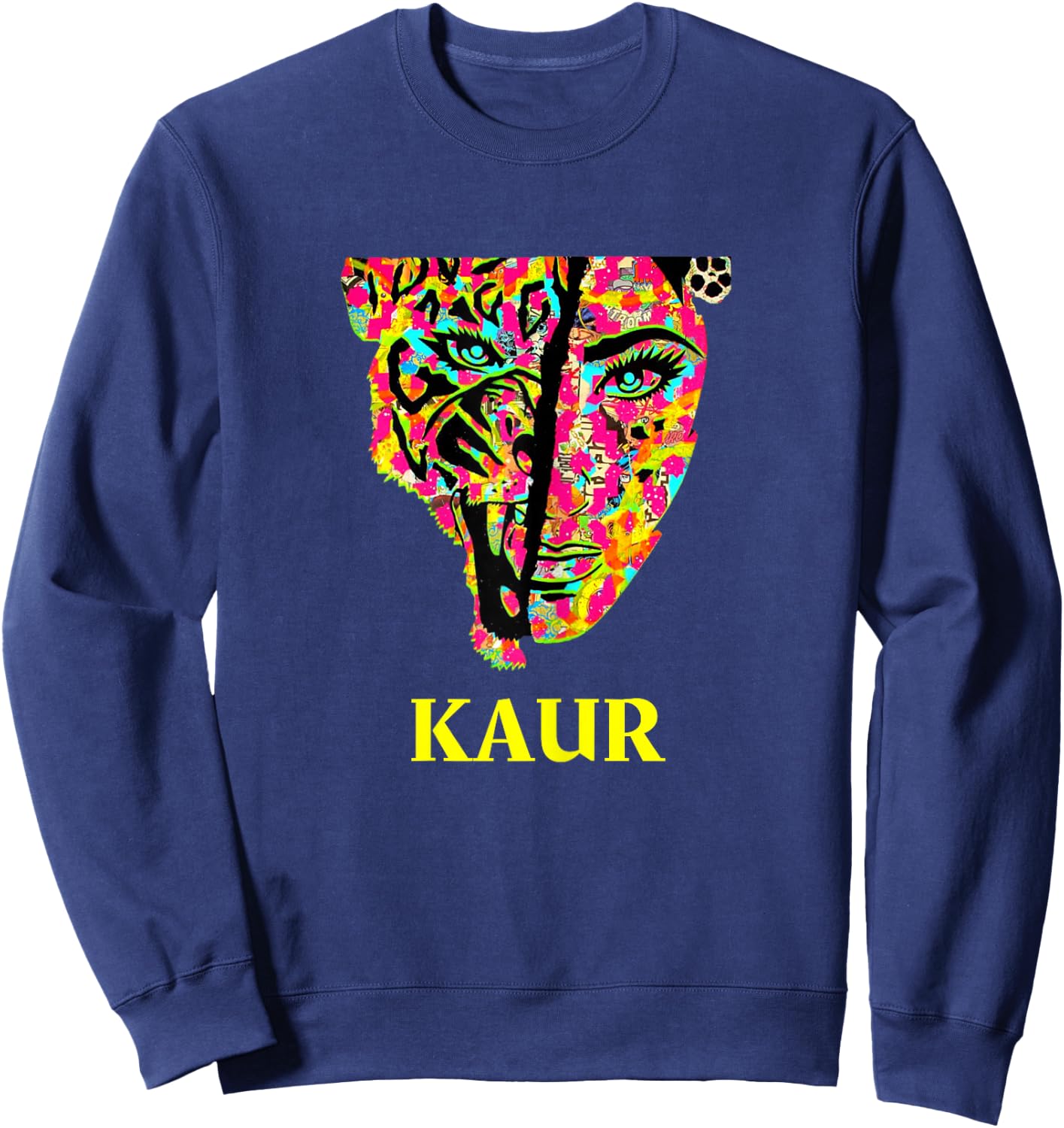 Kaur Sherni Lion - Sardarni, Sikh Punjabi, Woman Empowerment Sweatshirt - Sweatshirt | Navy