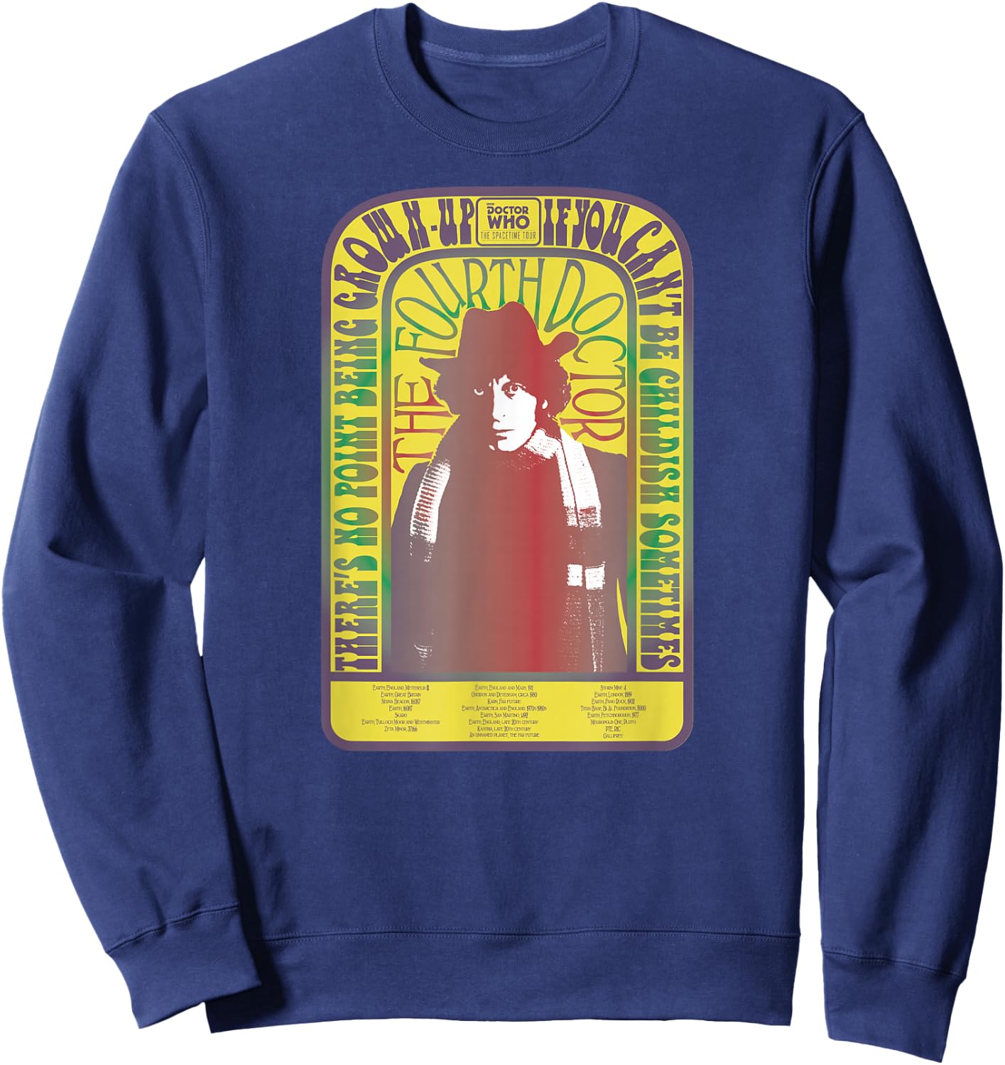 Spacetime-Tour 4th Doctor Baker Retro Time Travel Sweatshirt - Sweatshirt | Navy