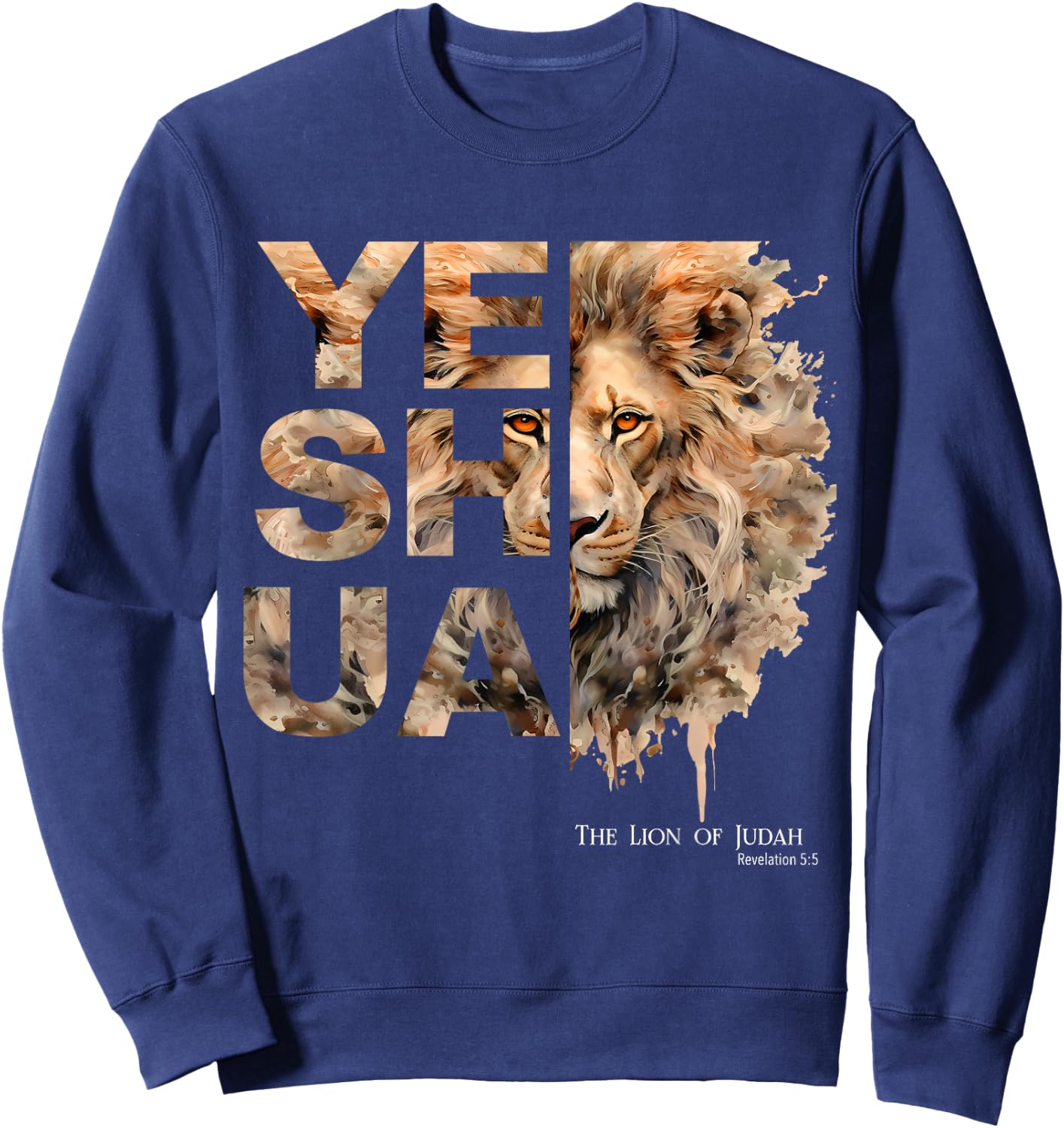 Yeshua, Lion of Judah, Jesus, God, Bible Verse, Revelation Sweatshirt - Sweatshirt | Navy