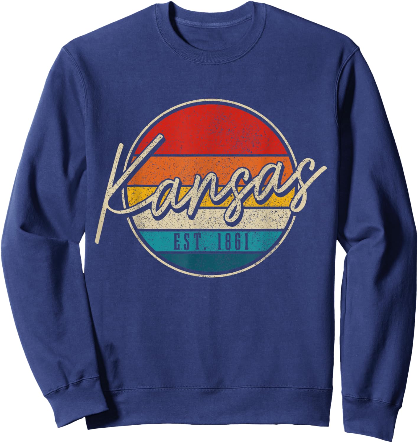 Kansas Est. 1861 Vintage USA America Souvenir Sweatshirt - Sweatshirt | Navy