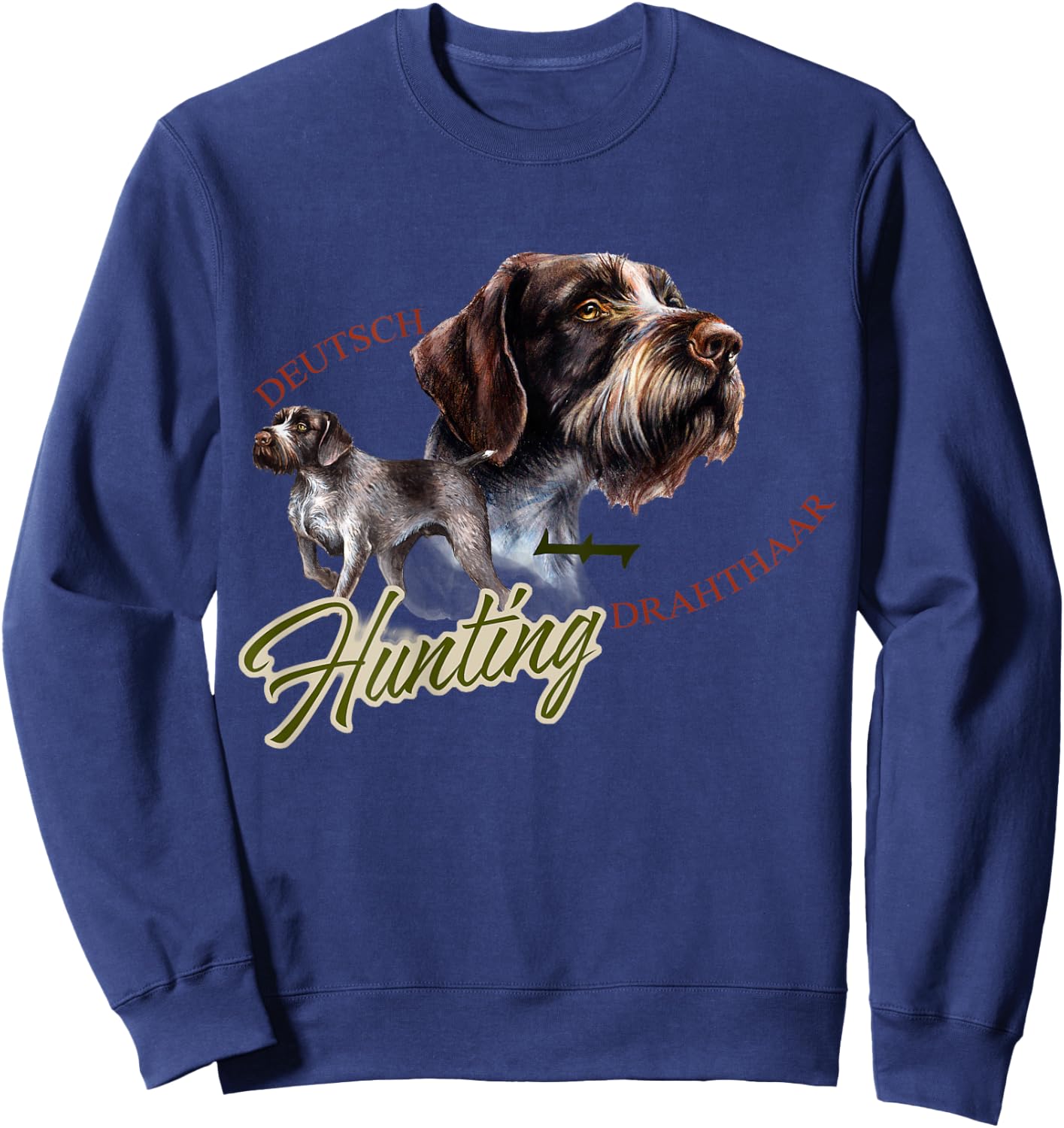 German Wirehaired Pointer Deutsch Drahthaar Back Sweatshirt - Sweatshirt | Navy
