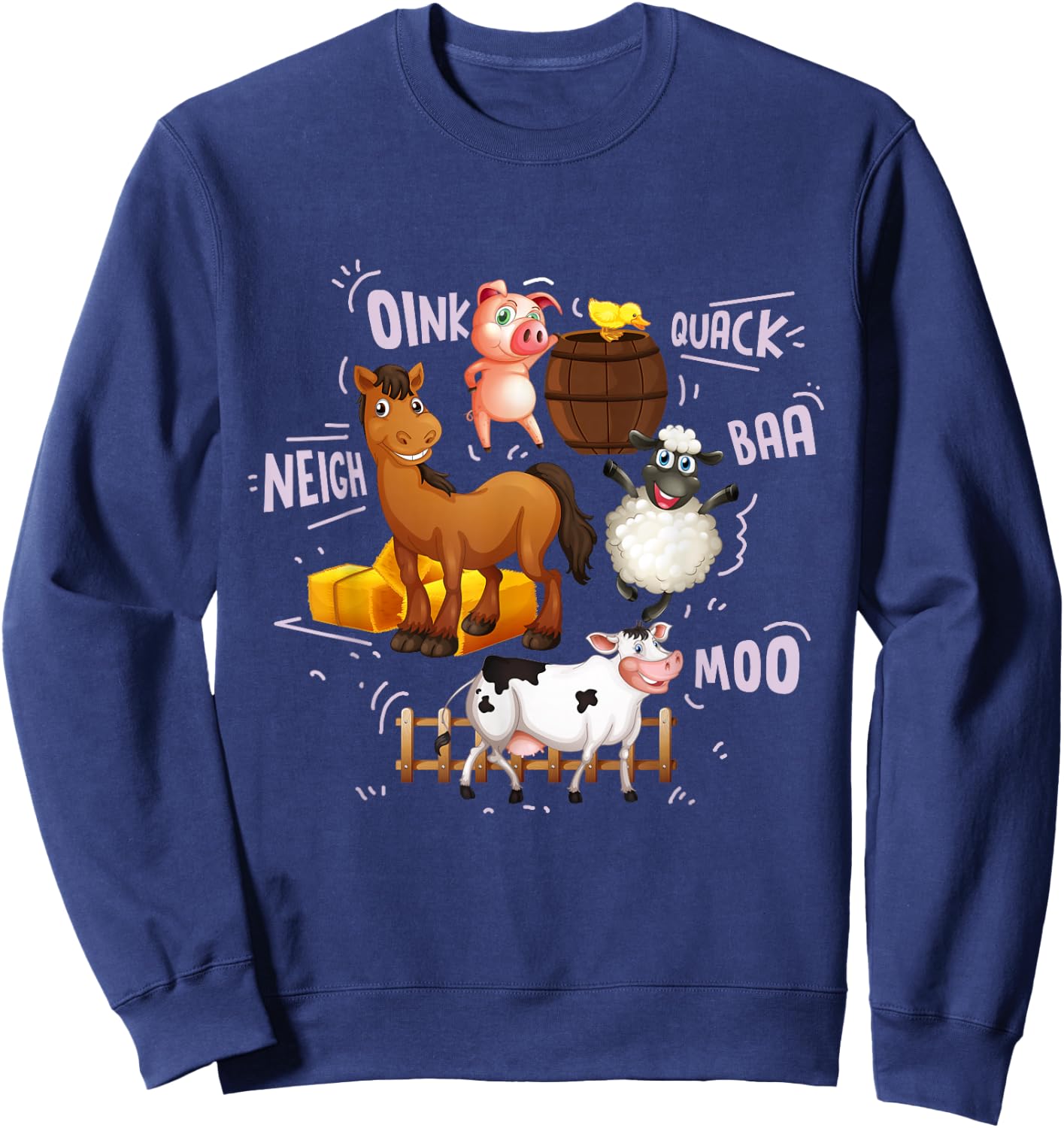Cute Farm Animals With Sounds Sweatshirt - Sweatshirt | Navy