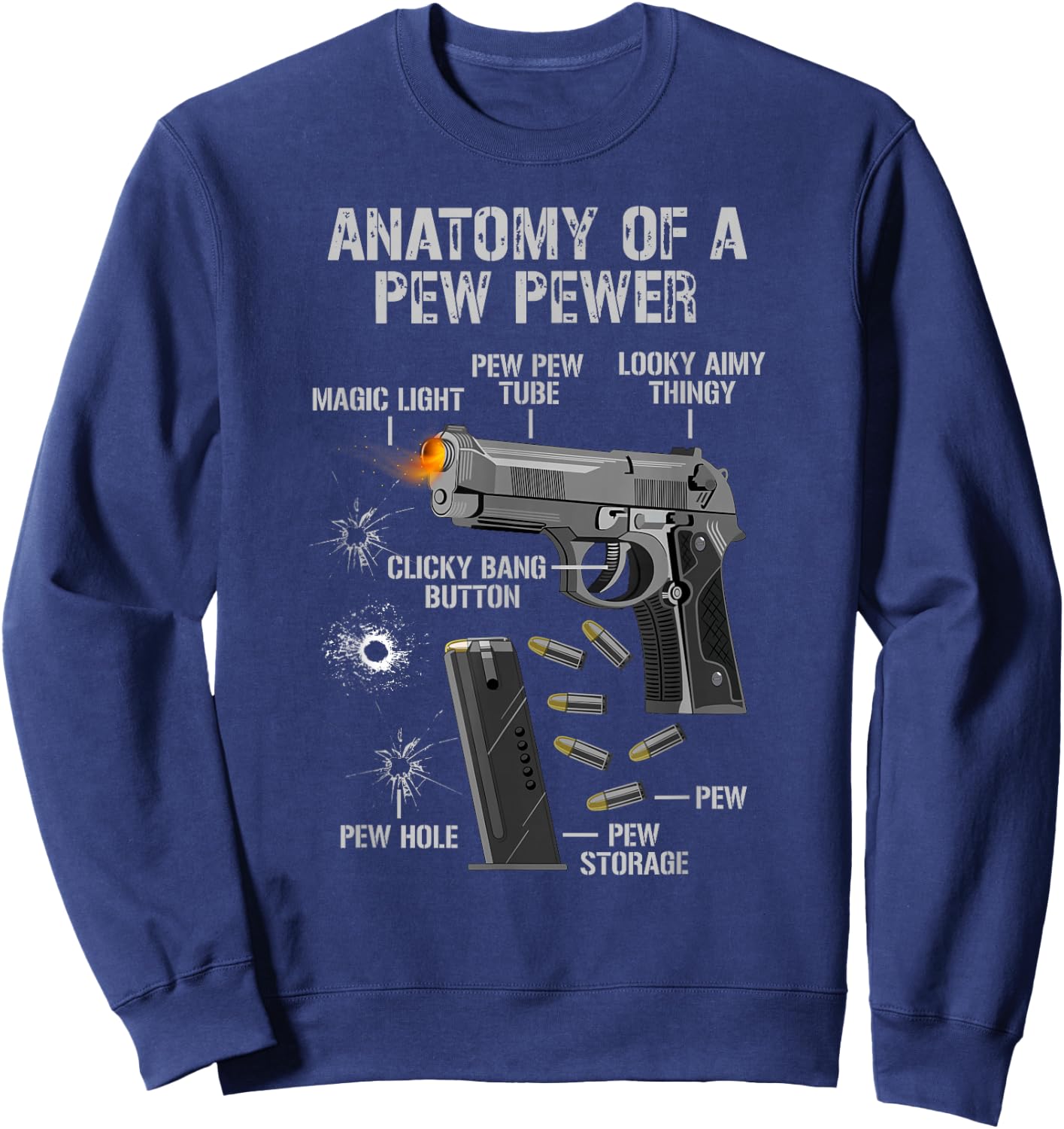 Anatomy Of A Pew Pewer - Funny Gun Second Amendment Saying Sweatshirt - Sweatshirt | Navy