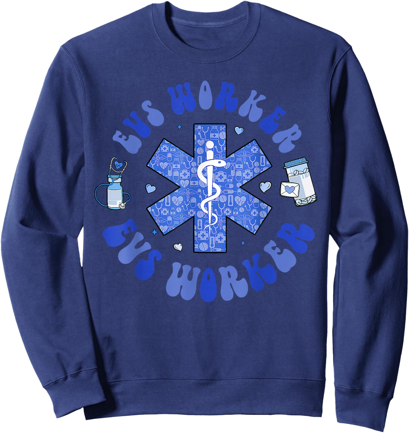 USA EVS Worker's day EVS Worker Appreciation WEEK Caduceus Sweatshirt - Sweatshirt | Navy