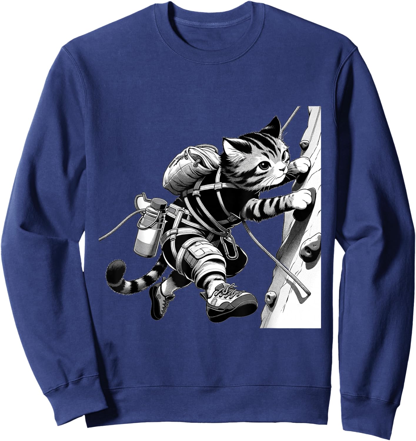 Adventure Cat Rock Climber - Cool Anime Style Climbing Sweatshirt - Sweatshirt | Navy