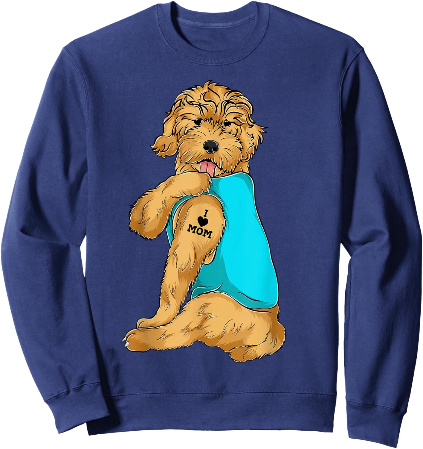 Goldendoodle I Love Mom Tattoo Apparel Dog Mom Gifts Sweatshirt - Sweatshirt | Navy