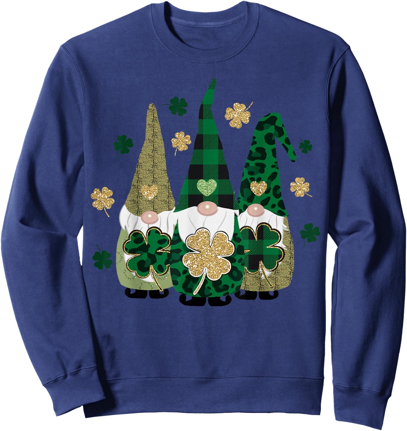 Irish Gnome St Patricks Day Shamrock Shirt Lucky Leprechauns Sweatshirt - Sweatshirt | Navy