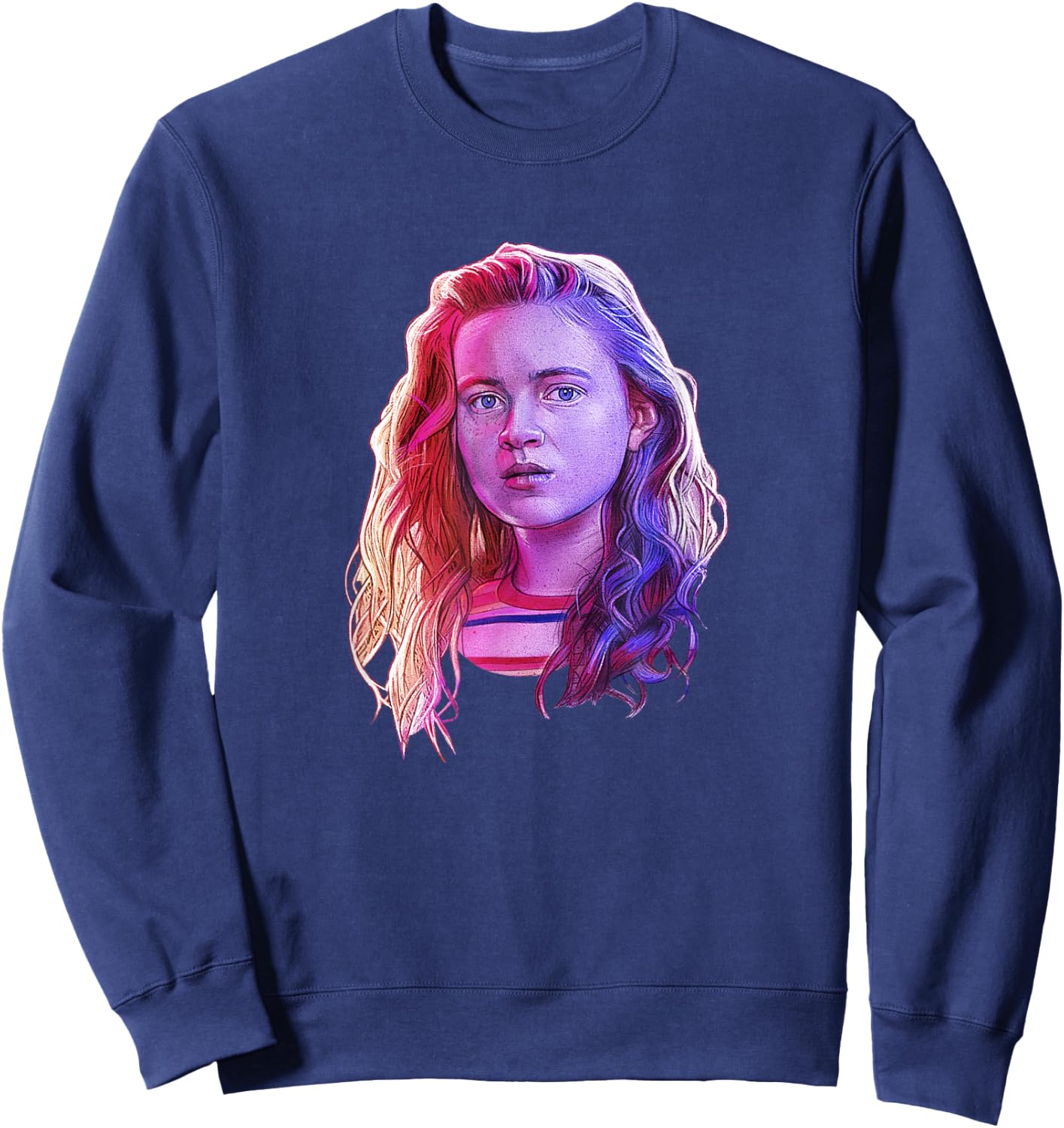 Stranger Things Max Large Rose Tone Portrait Sweatshirt - Sweatshirt | Navy