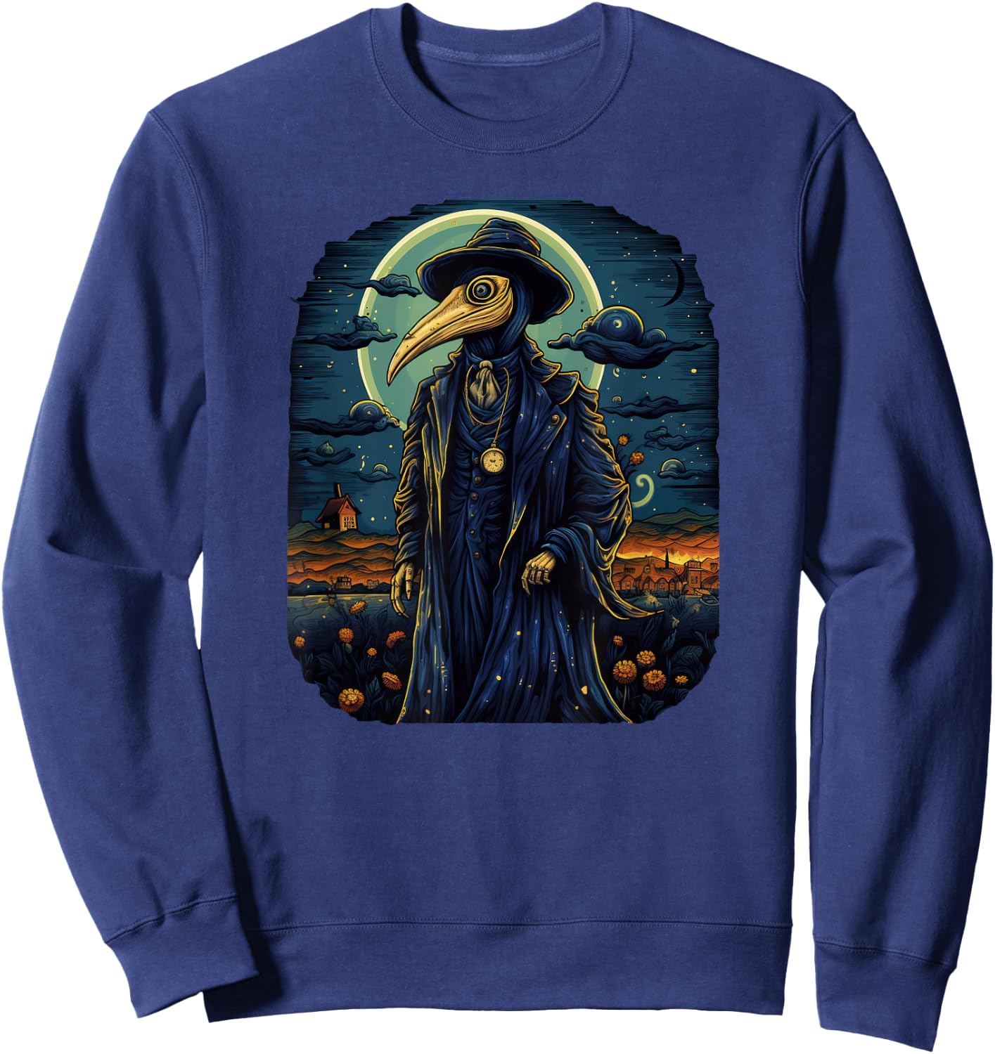 Funny Plague Doctor Starry Night Van Gogh leeches medical Sweatshirt - Sweatshirt | Navy