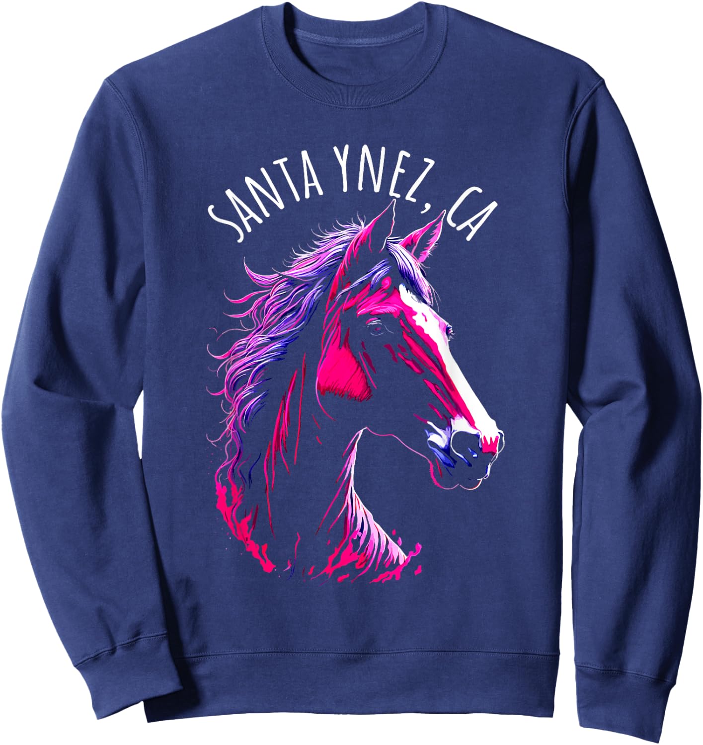 Santa Ynez California USA Equestrian Horse Design Sweatshirt - Sweatshirt | Navy