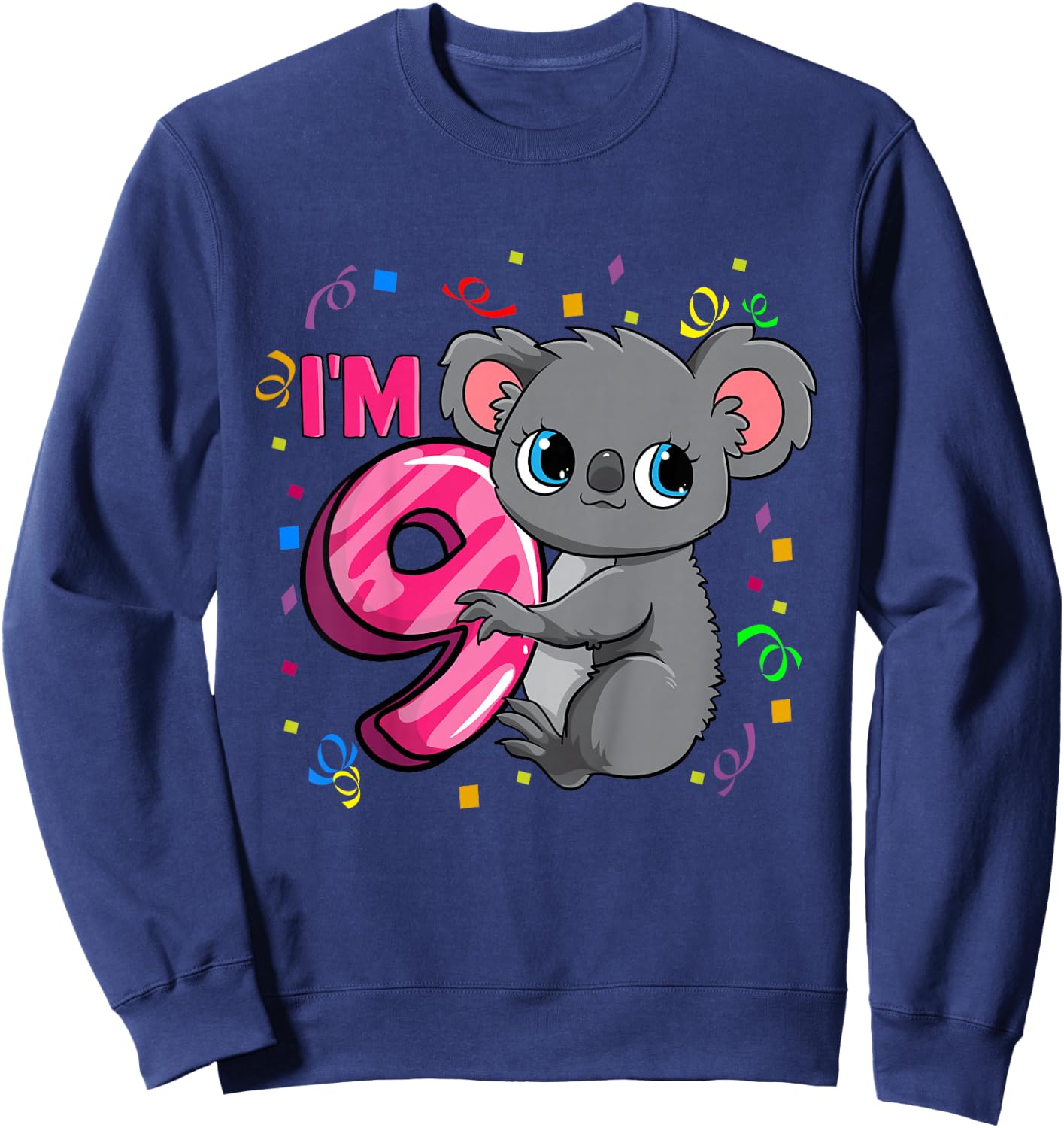9th Birthday Shirt For Girls Koala Bear 9 Years Old Sweatshirt - Sweatshirt | Navy