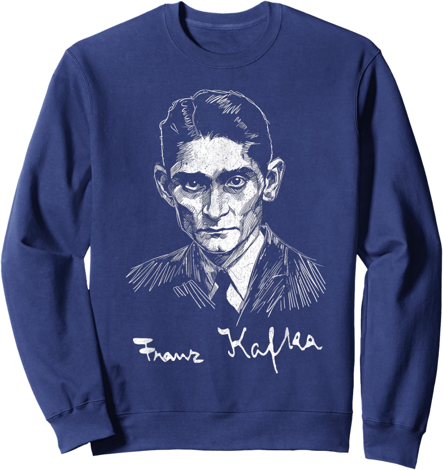 Franz Kafka with Signature For Literature Fans Sweatshirt - Sweatshirt | Navy