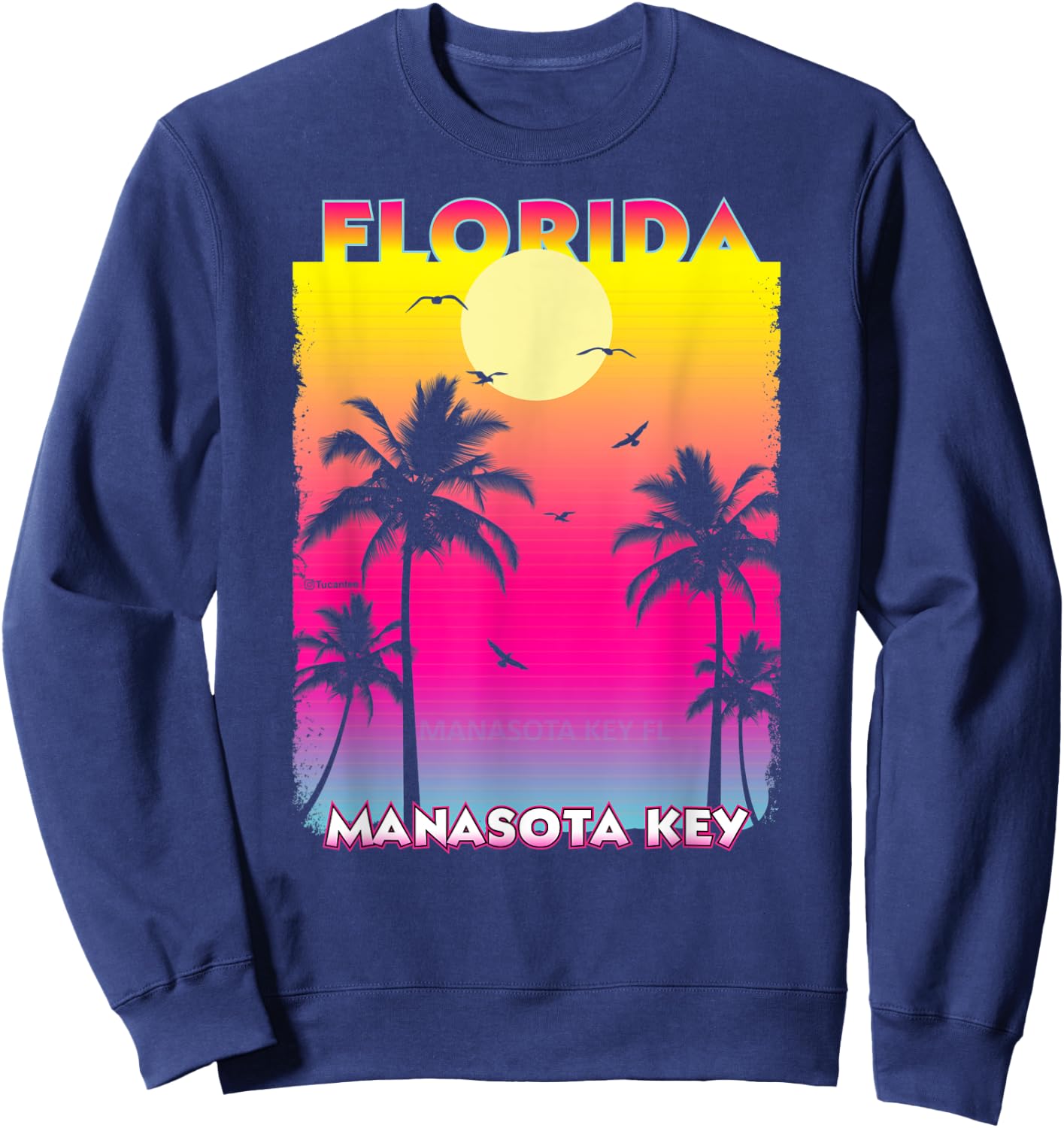 Manasota key Florida Fl summer vintage Sunset Sweatshirt - Sweatshirt | Navy