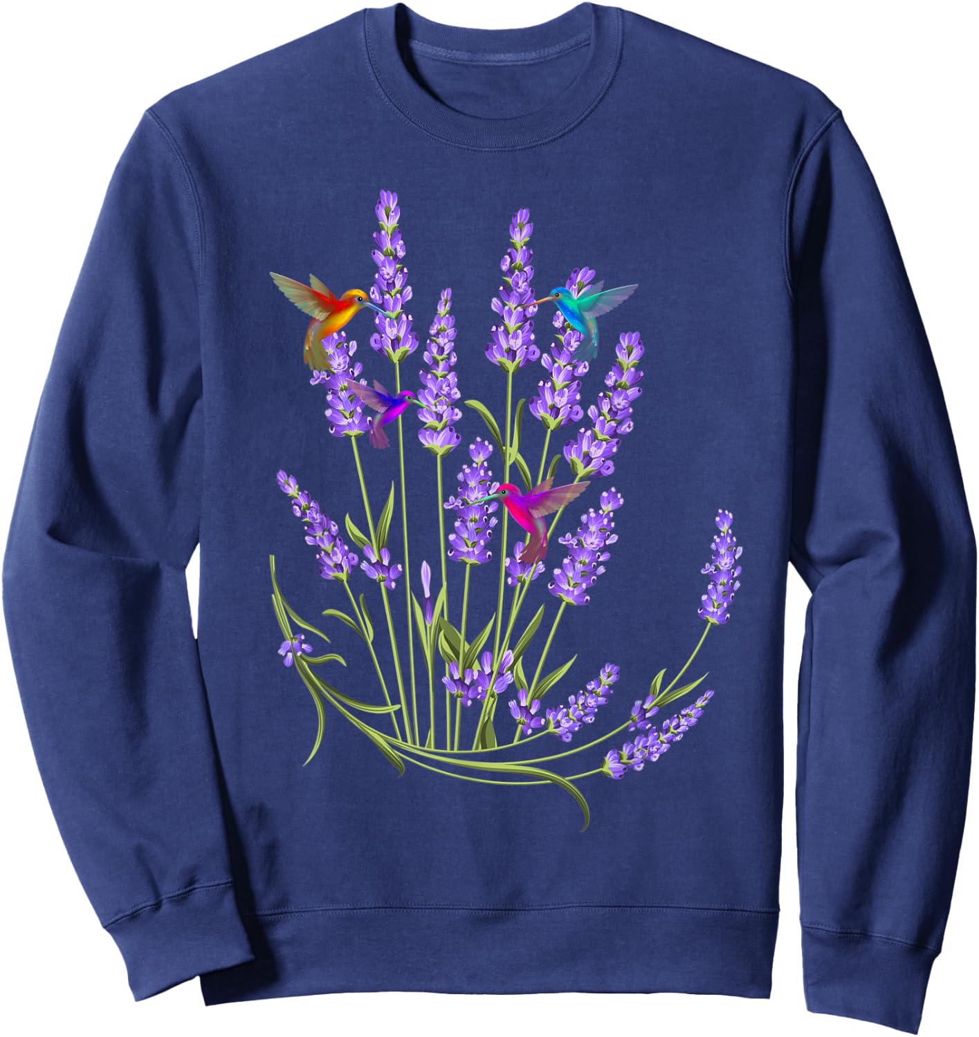 Hummingbird Playing With Flowers Funny Humming Bird Lovers Sweatshirt - Sweatshirt | Navy