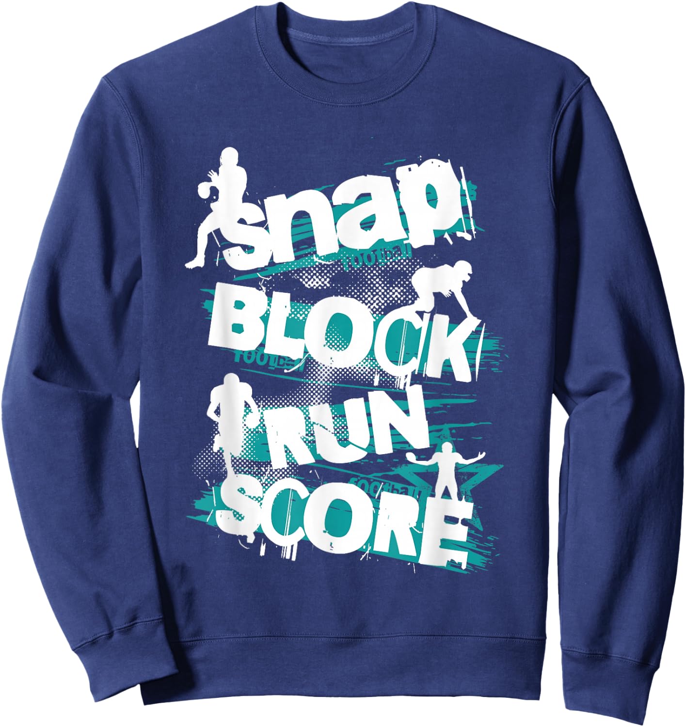 White and Teal Football Sport Fan Grungy Graphic Sweatshirt - Sweatshirt | Navy