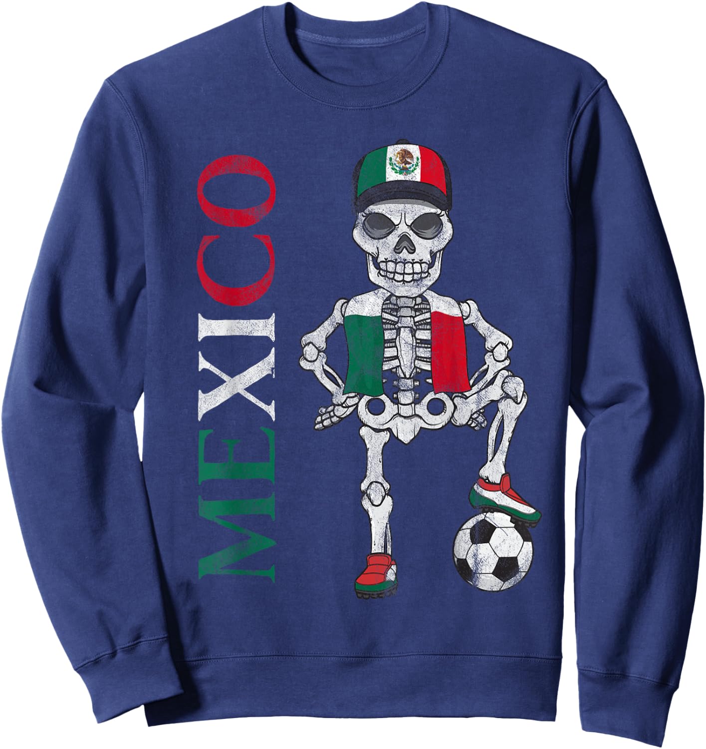 Mexico Soccer Skeleton Fan Flag Team Sweatshirt - Sweatshirt | Navy