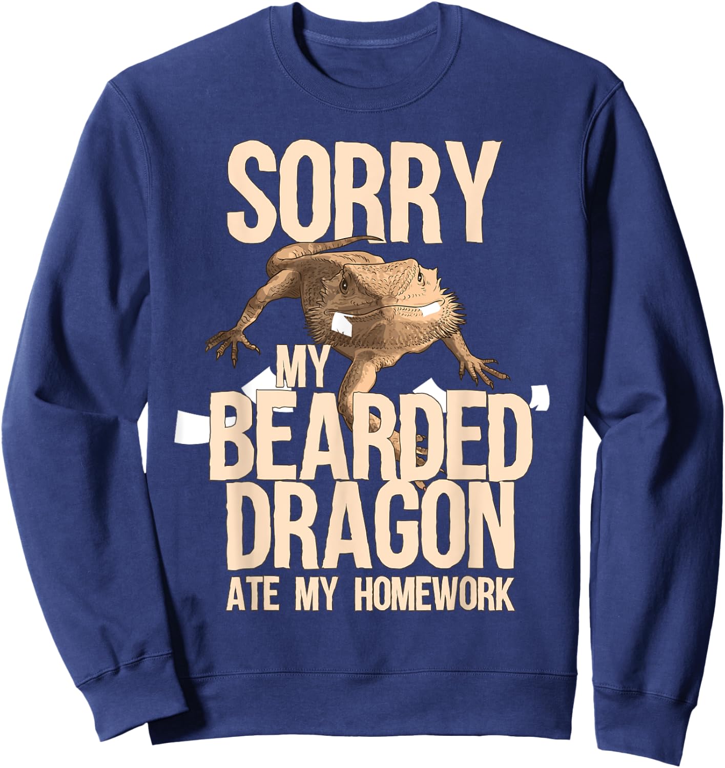 Funny Bearded Dragon Gift Men Women Kid Cool Homework Gag Sweatshirt - Sweatshirt | Navy
