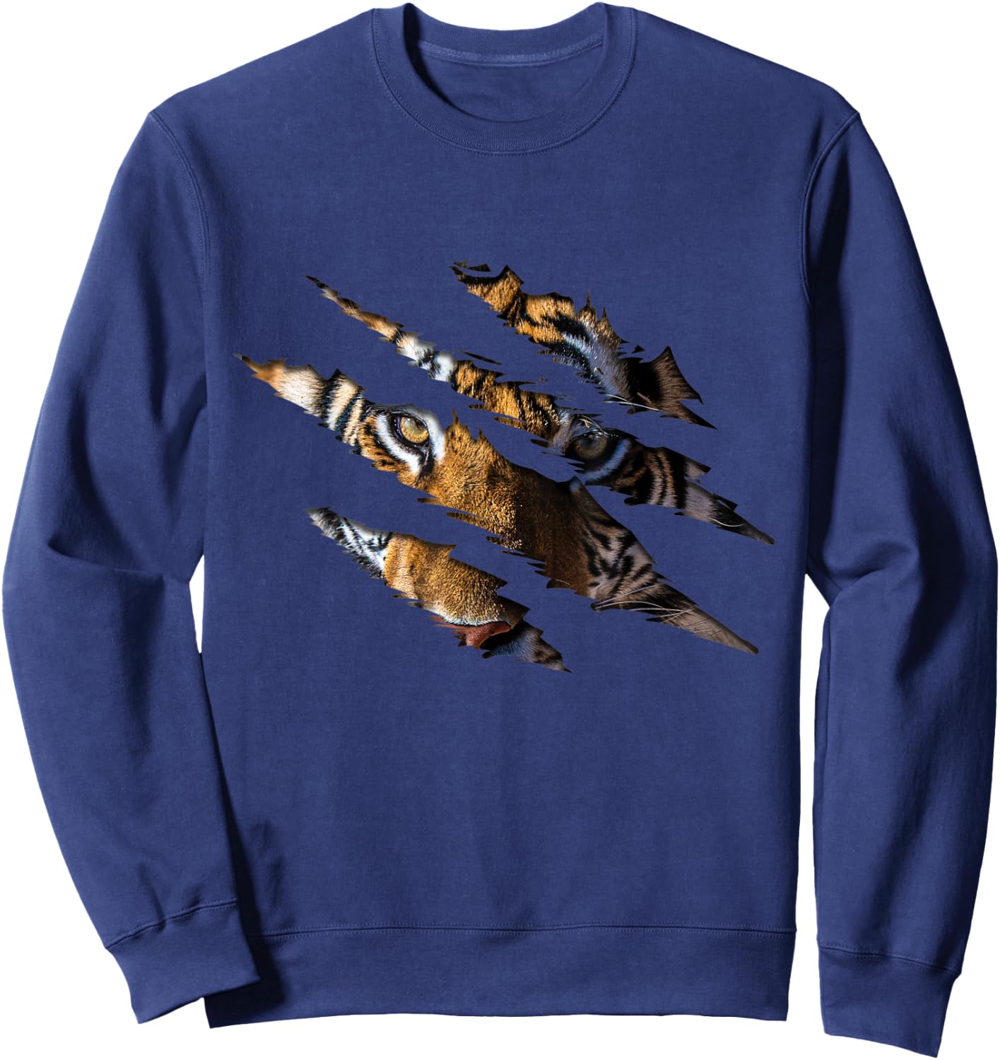 Tiger Face Claw Effect Big Cat Tiger Slash Claw Tiger Lover Sweatshirt - Sweatshirt | Navy