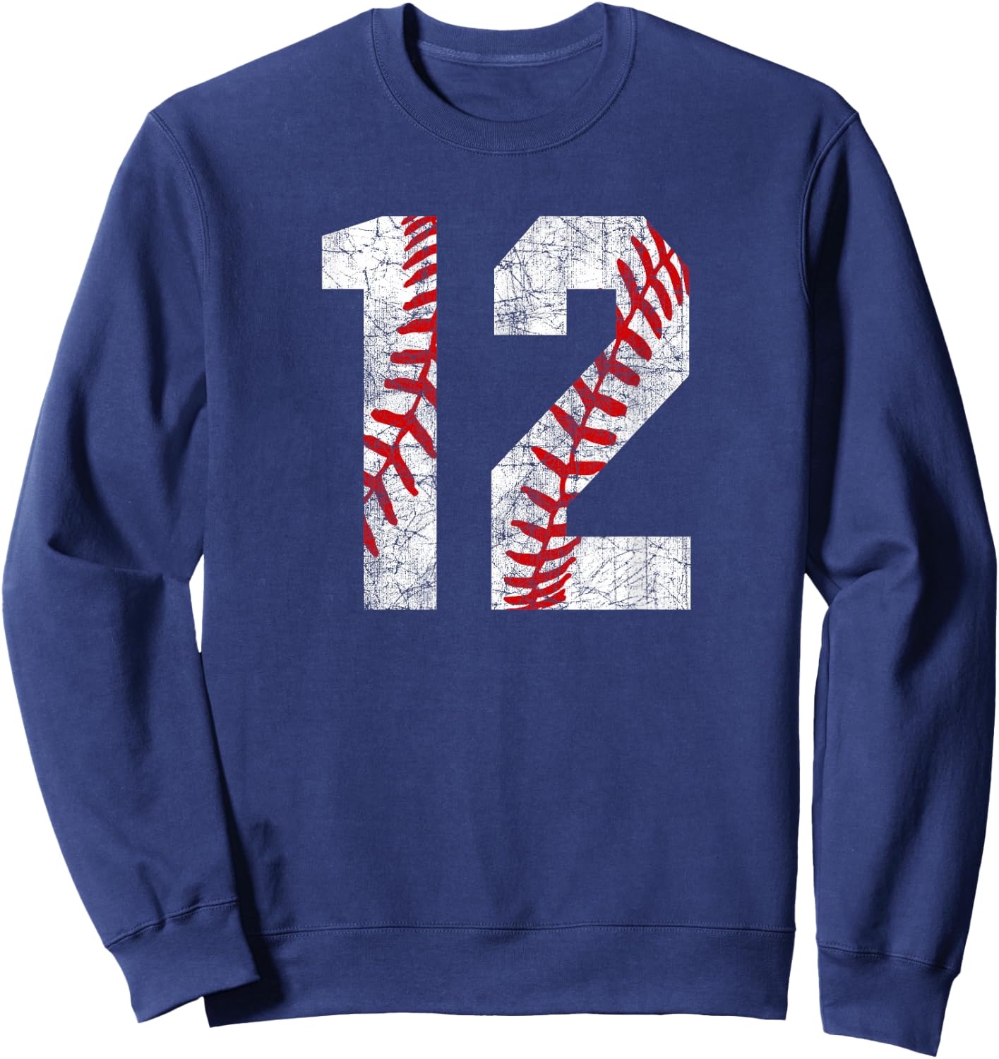 Vintage Baseball Mom #12 Jersey Baseball Favorite Player Sweatshirt - Sweatshirt | Navy