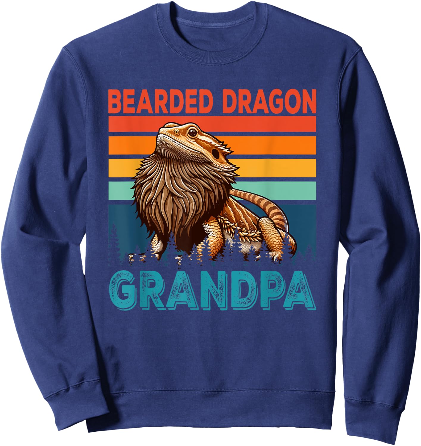 Vintage Retro Bearded Dragon Costume Grandpa Father's Day Sweatshirt - Sweatshirt | Navy