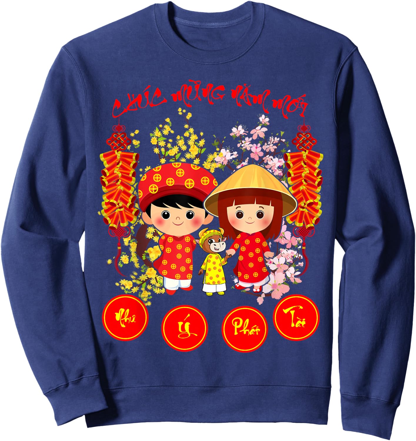 Chuc Mung Nam Moi 2026 Year Of the Horse Vietnamese Tet Sweatshirt - Sweatshirt | Navy