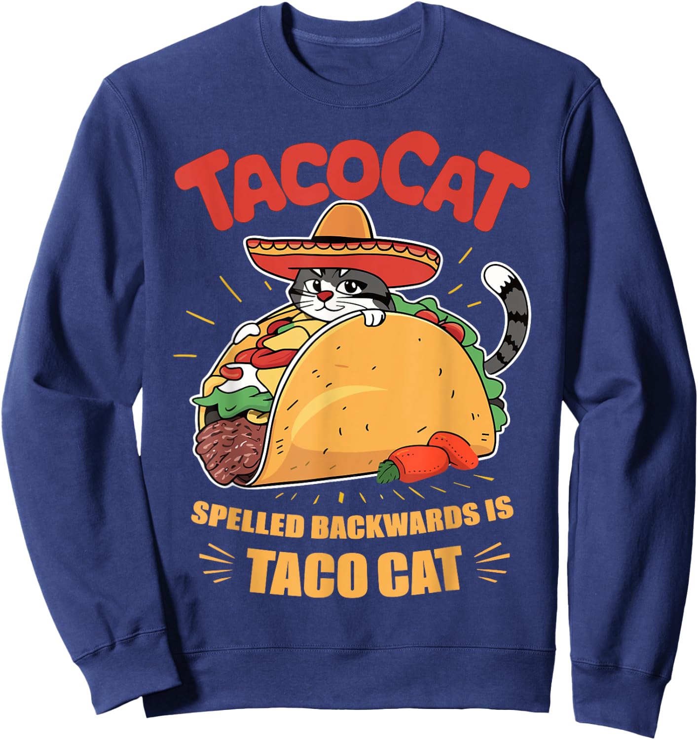 Taco Cat Funny Cinco De Mayo Women Kids Sweatshirt - Sweatshirt | Navy