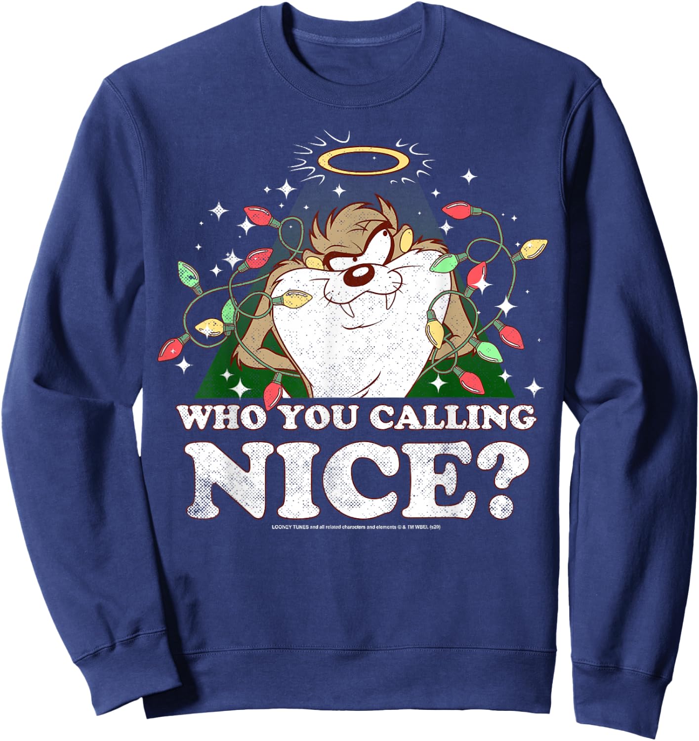Looney Tunes Christmas Taz Who You Calling Nice Sweatshirt - Sweatshirt | Navy