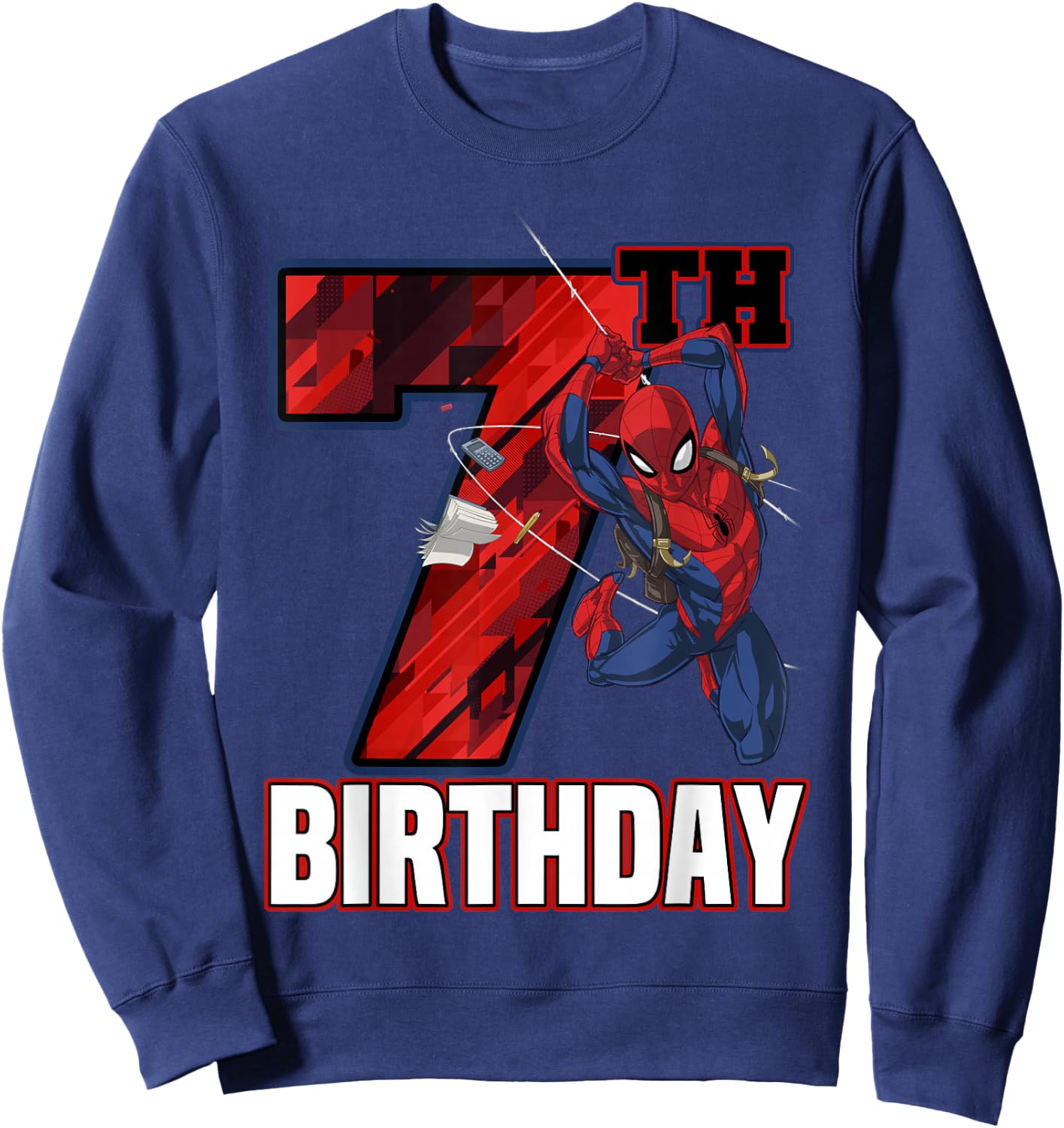 Marvel Spider-Man Web Swing 7th Birthday Sweatshirt - Sweatshirt | Navy
