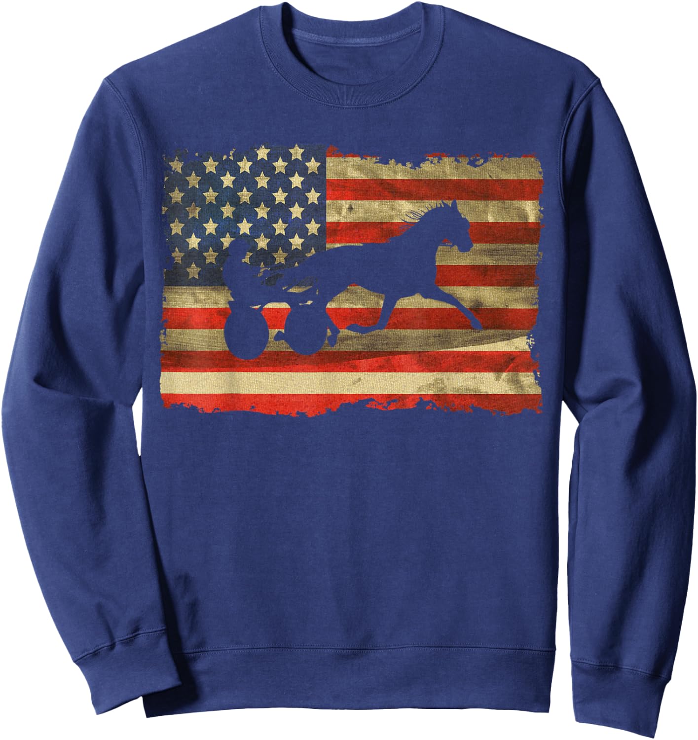 USA Harness Racing Love Equestrian Horse Racing I'd Rather Be at the Track Trotter Sweatshirt - Sweatshirt | Navy