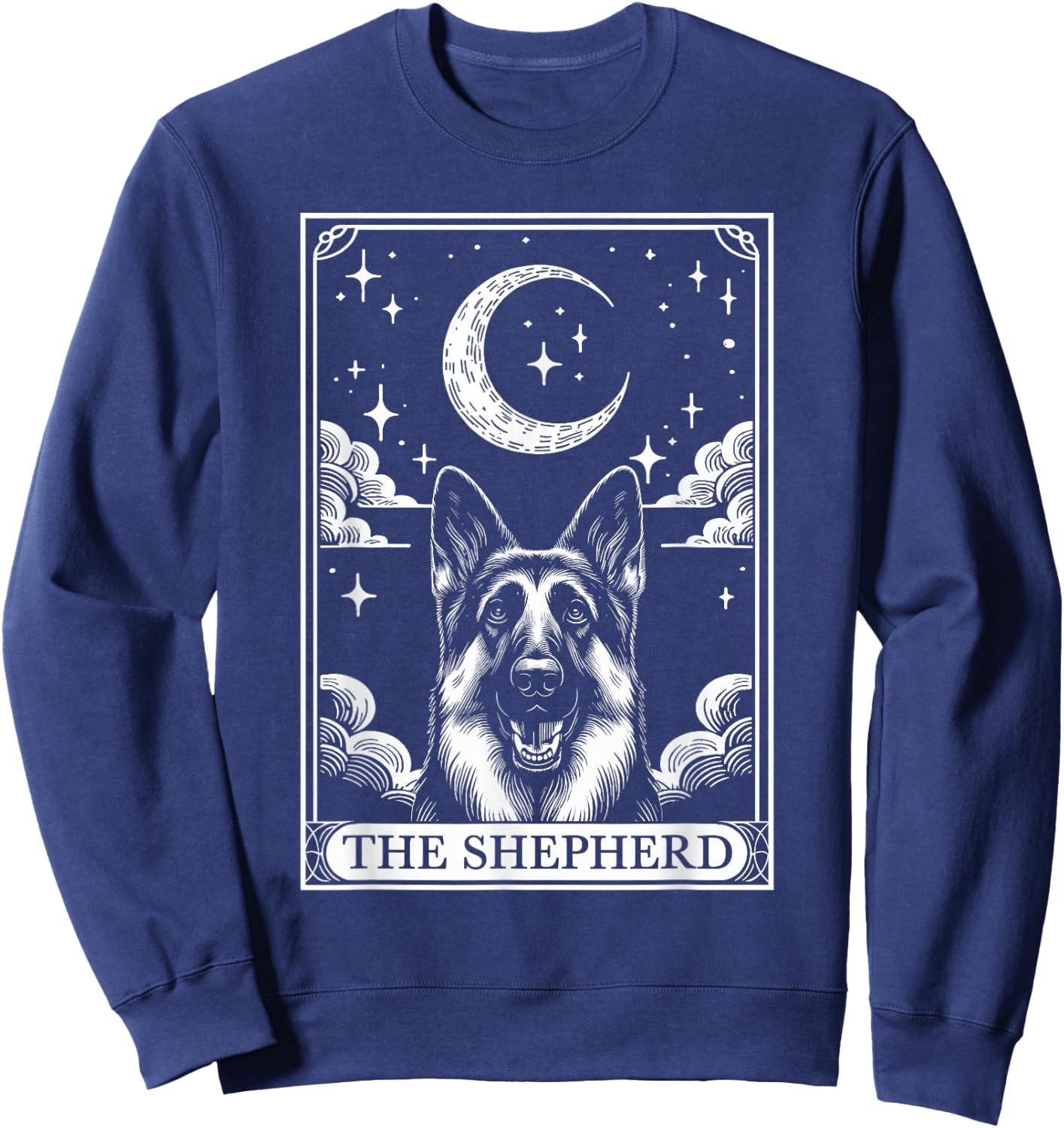 Tarot Card Vintage Crescent Moon German Shepherd Dog Mom Sweatshirt - Sweatshirt | Navy