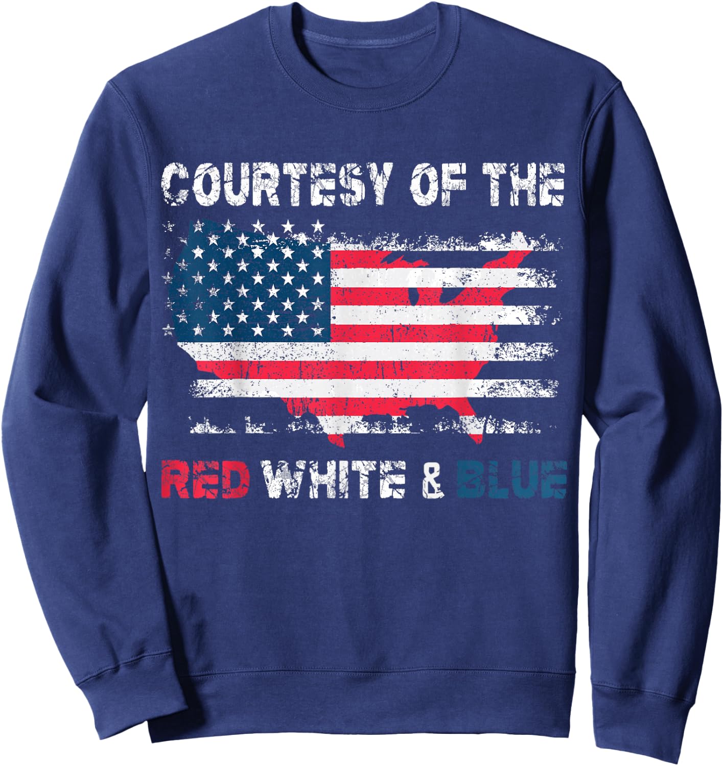Courtesy of The Red White and Blue Vintage America US Flag Sweatshirt - Sweatshirt | Navy