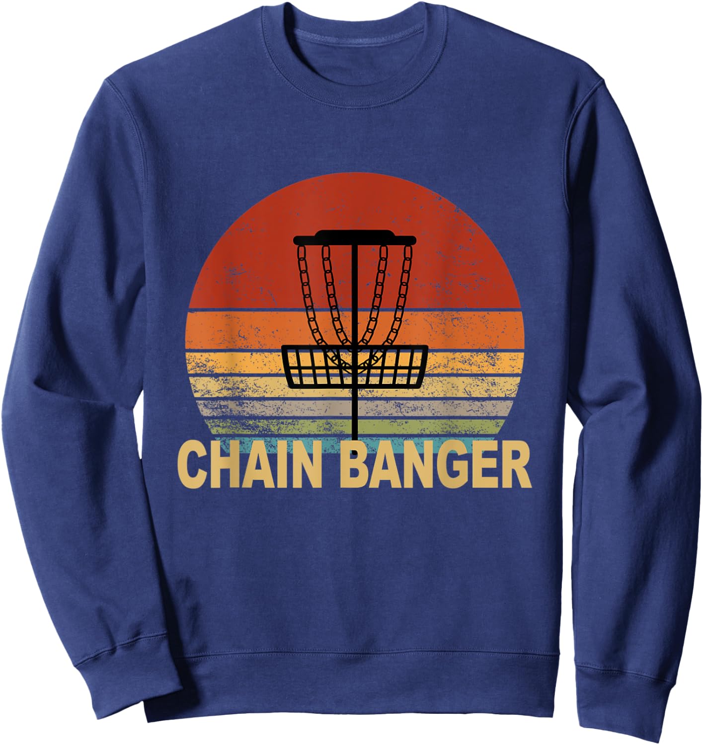 Vintage Disc Golf Dad Funny Chain Banger Basket Sweatshirt - Sweatshirt | Navy