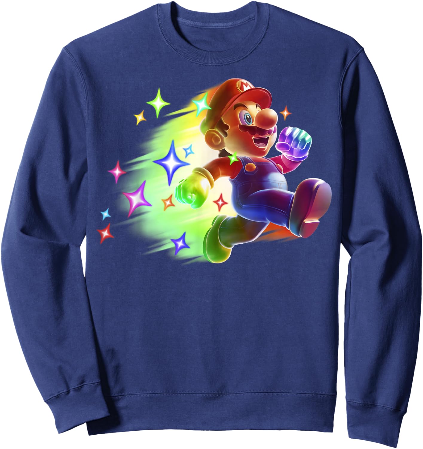 Super Mario Bros Deluxe Rainbow Run Mario Nintendo Portrait Sweatshirt - Sweatshirt | Navy