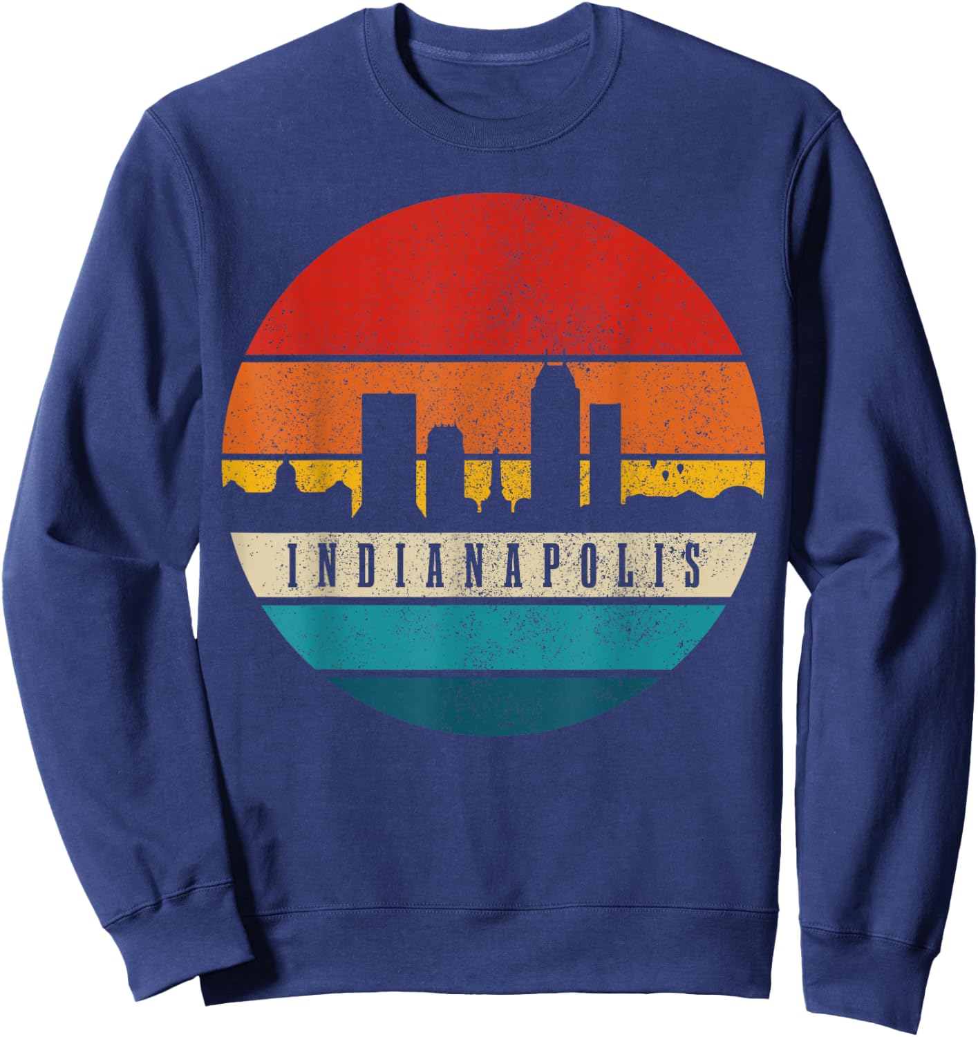 Indianapolis Skyline Indiana Vintage USA America Souvenir Sweatshirt - Sweatshirt | Navy