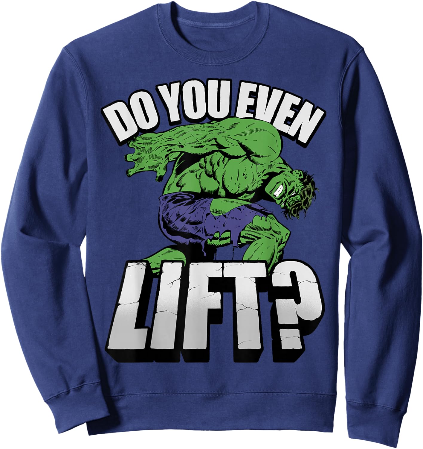 Marvel Hulk Do You Even Lift? Retro Portrait Sweatshirt - Sweatshirt | Navy