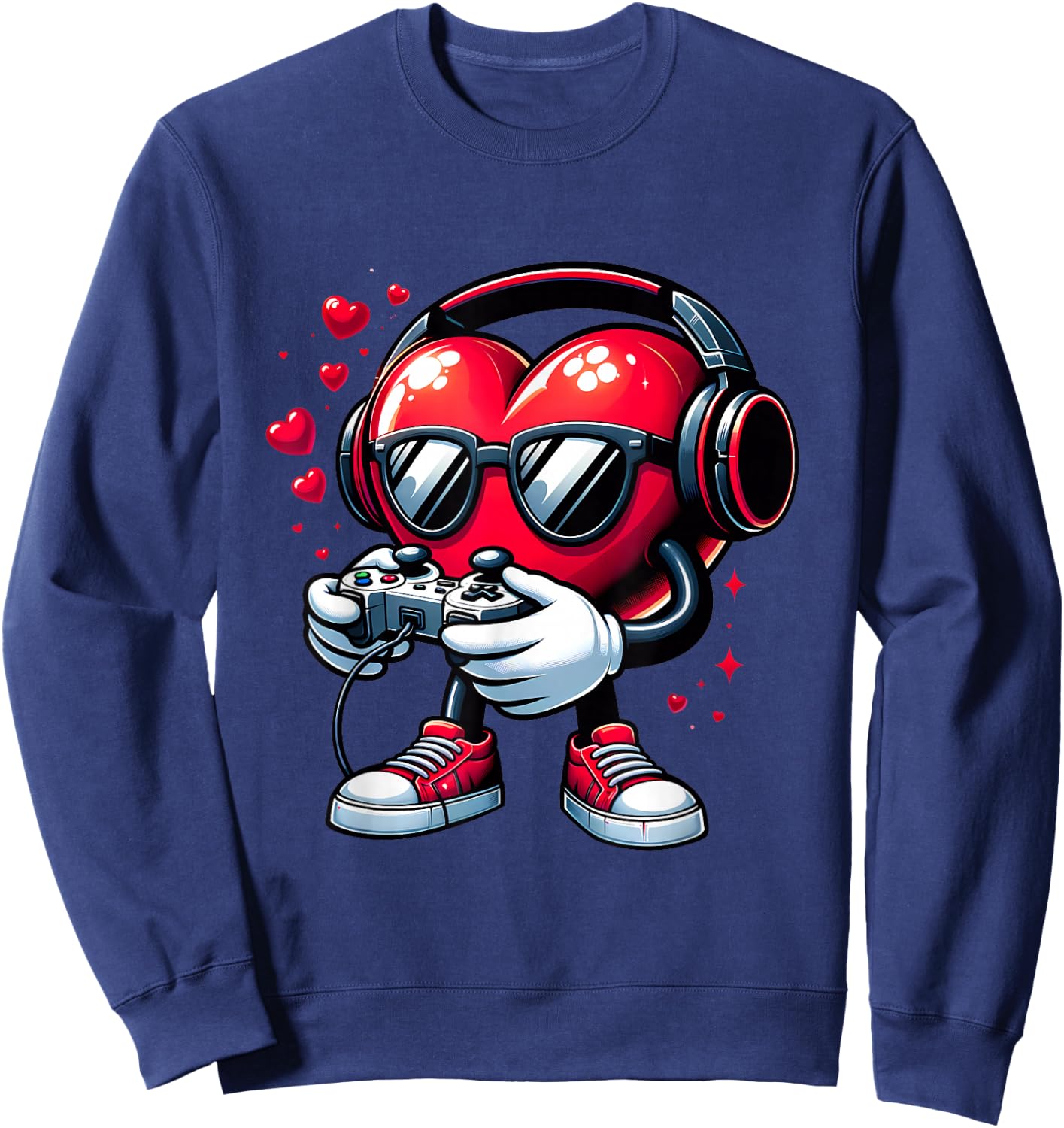Funny Heart Gaming Valentine Video Games Gamer Cute Hearts Sweatshirt - Sweatshirt | Navy