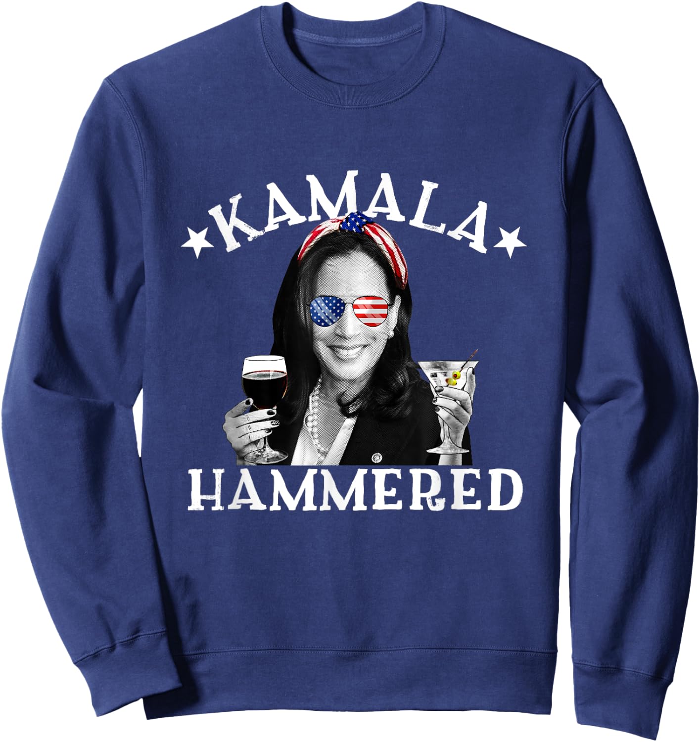 Kamala Hammered 4th Of July Drinking Vice President Harris Men Sweatshirt - Sweatshirt | Navy