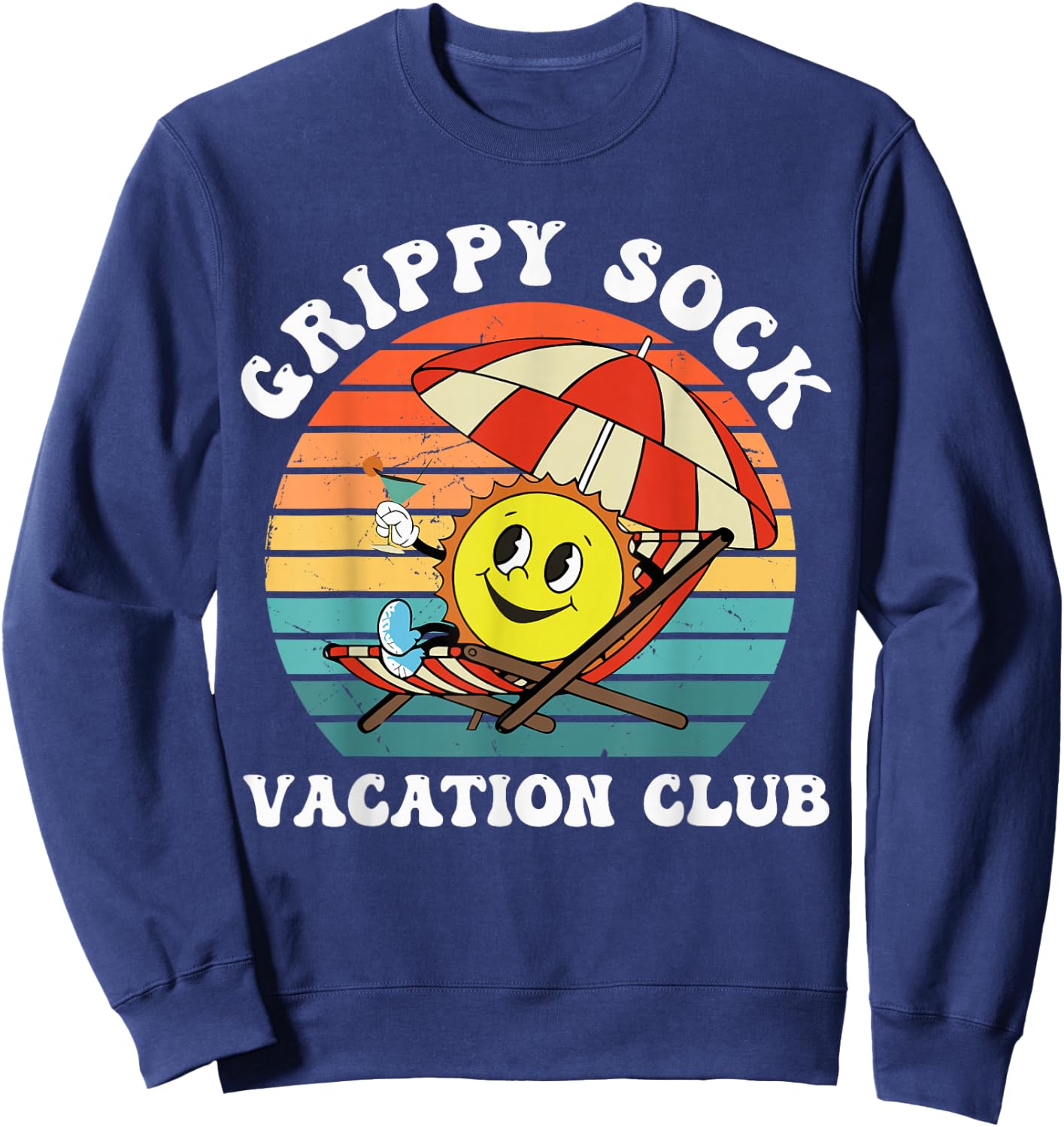 Grippy Sock Vacation Club Funny Sweatshirt - Sweatshirt | Navy
